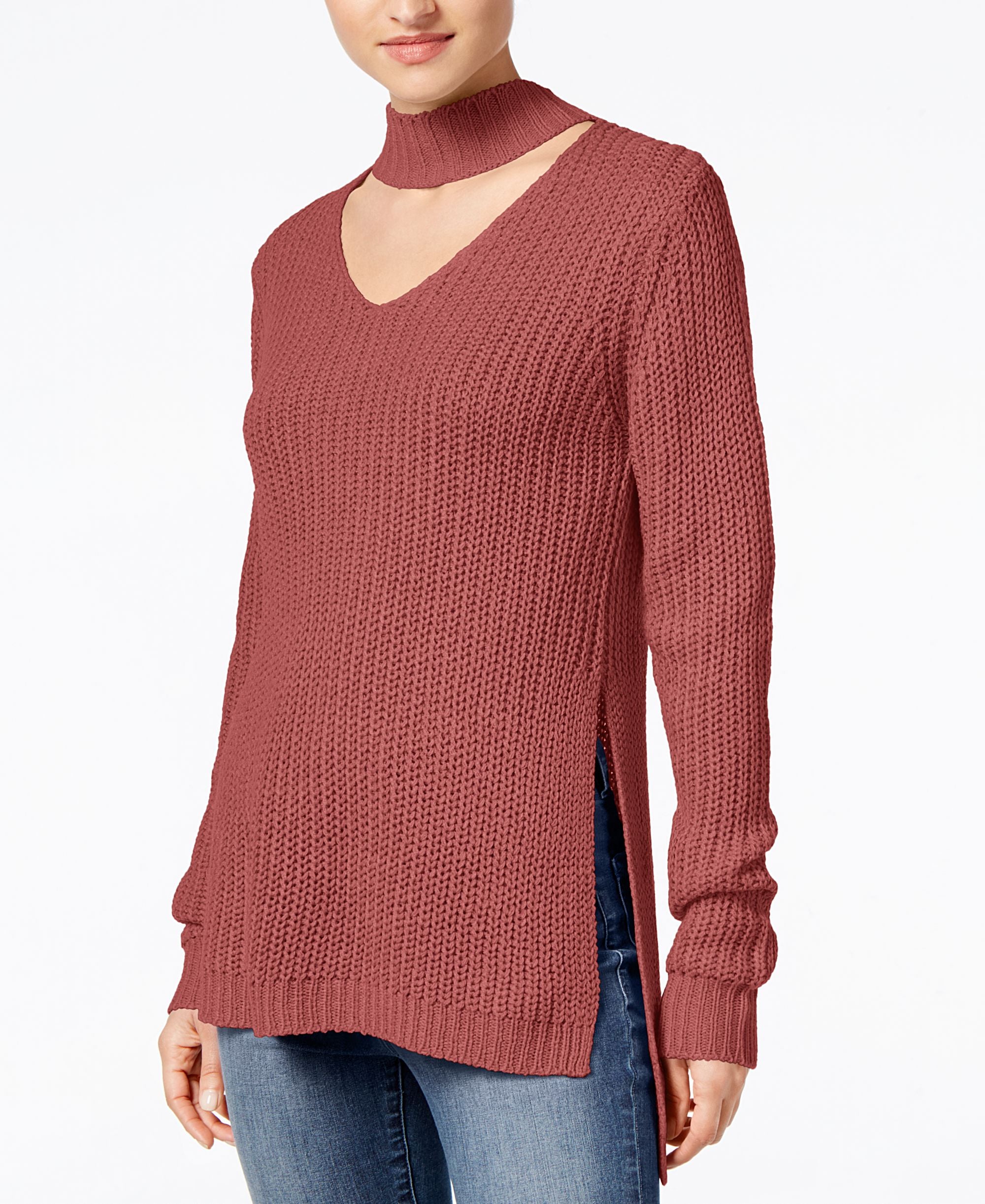 Juniors' Cutout Turtleneck Sweater