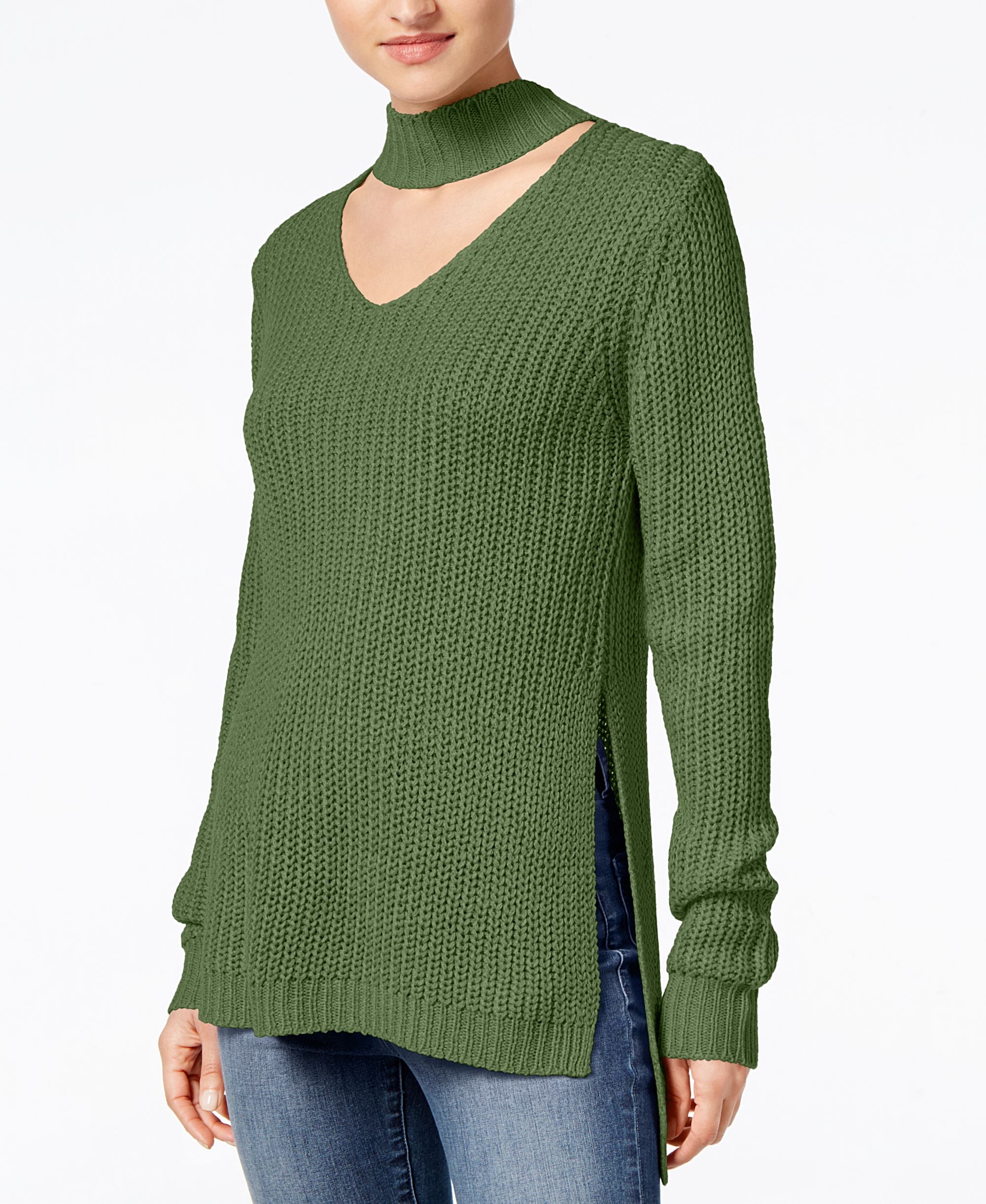 Juniors' Cutout Turtleneck Sweater