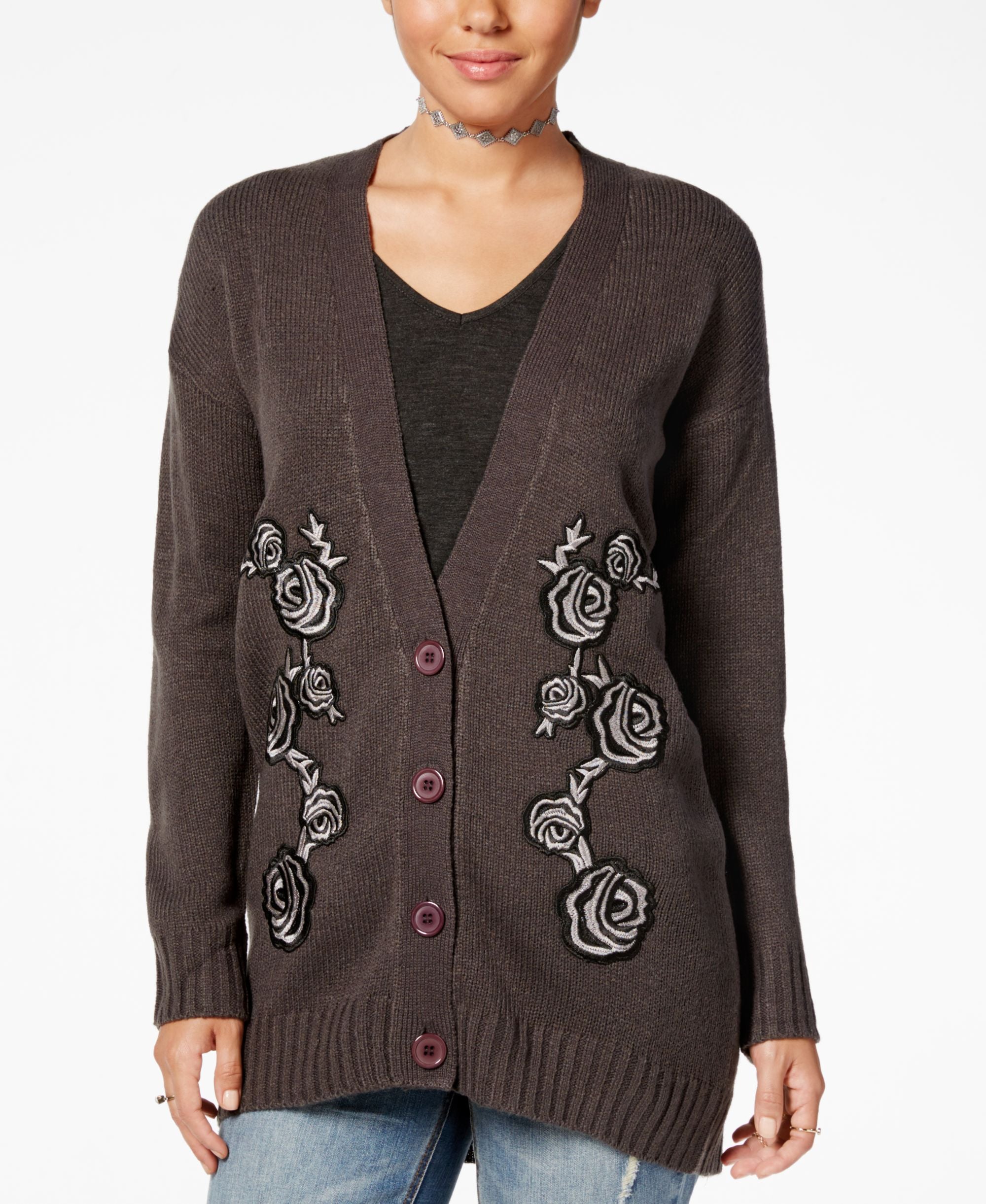 Ultra Flirt Juniors Floral Patch Cardigan