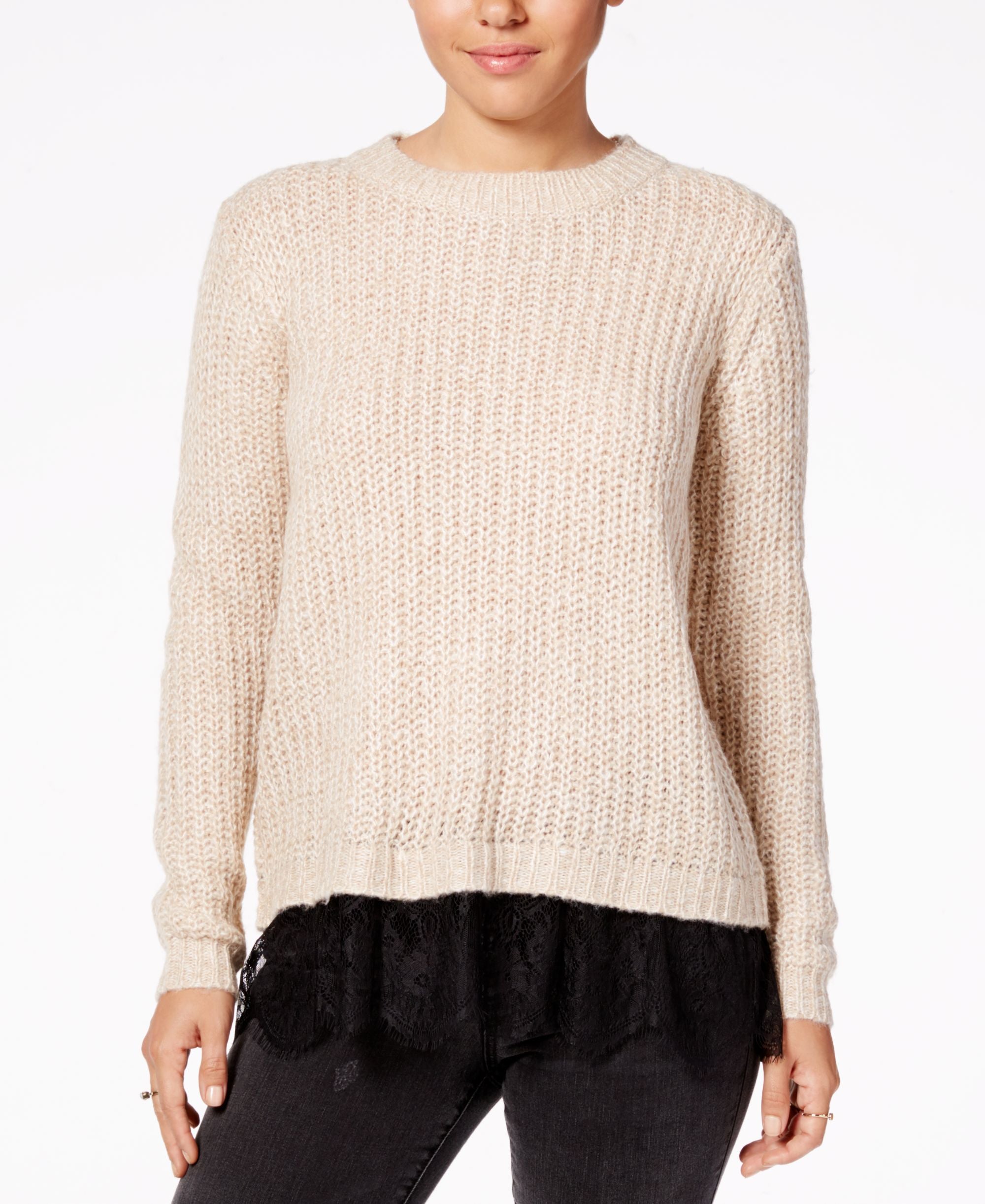 Ultra Flirt By Ikeddi Juniors Lace Trim Sweater