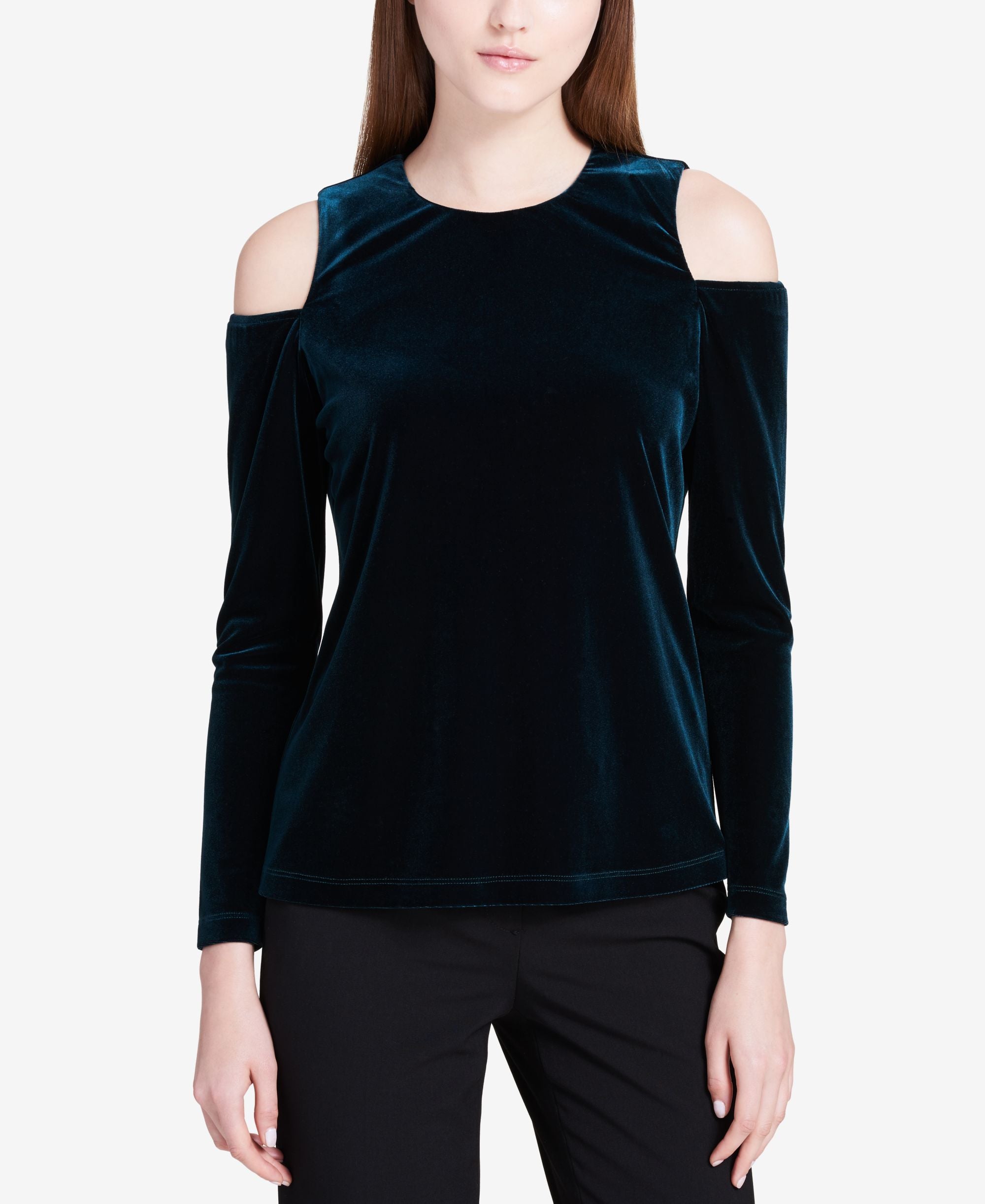 Calvin Klein Velvet Cold-Shoulder Top
