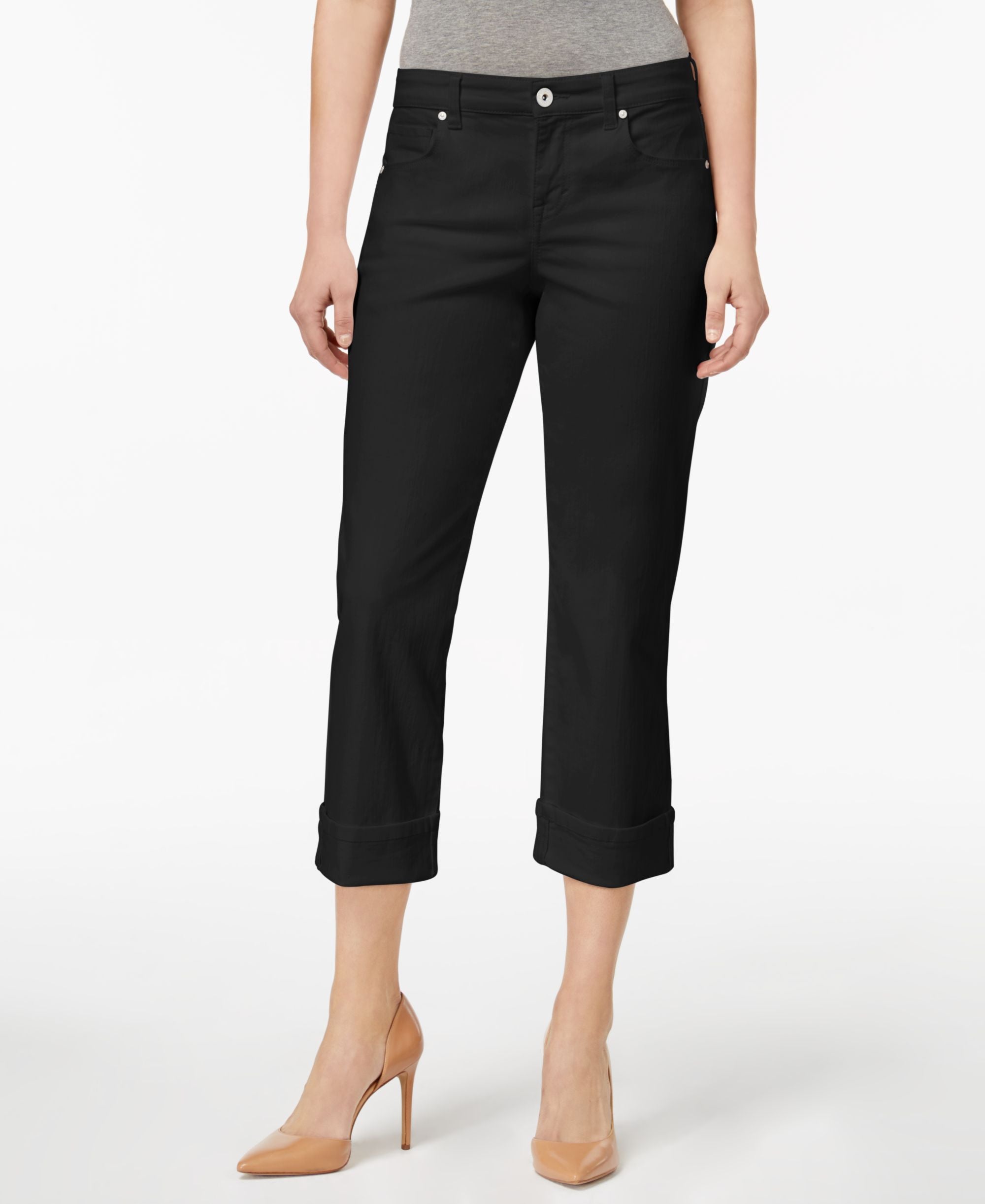 Petite Curvy Cuffed Capri Jeans