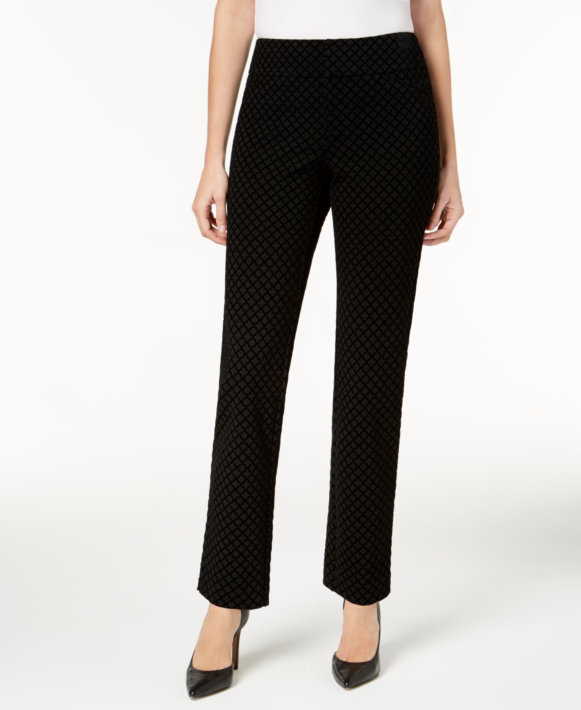 Charter Club Flocked Pattern Ponte Slim Leg Pants