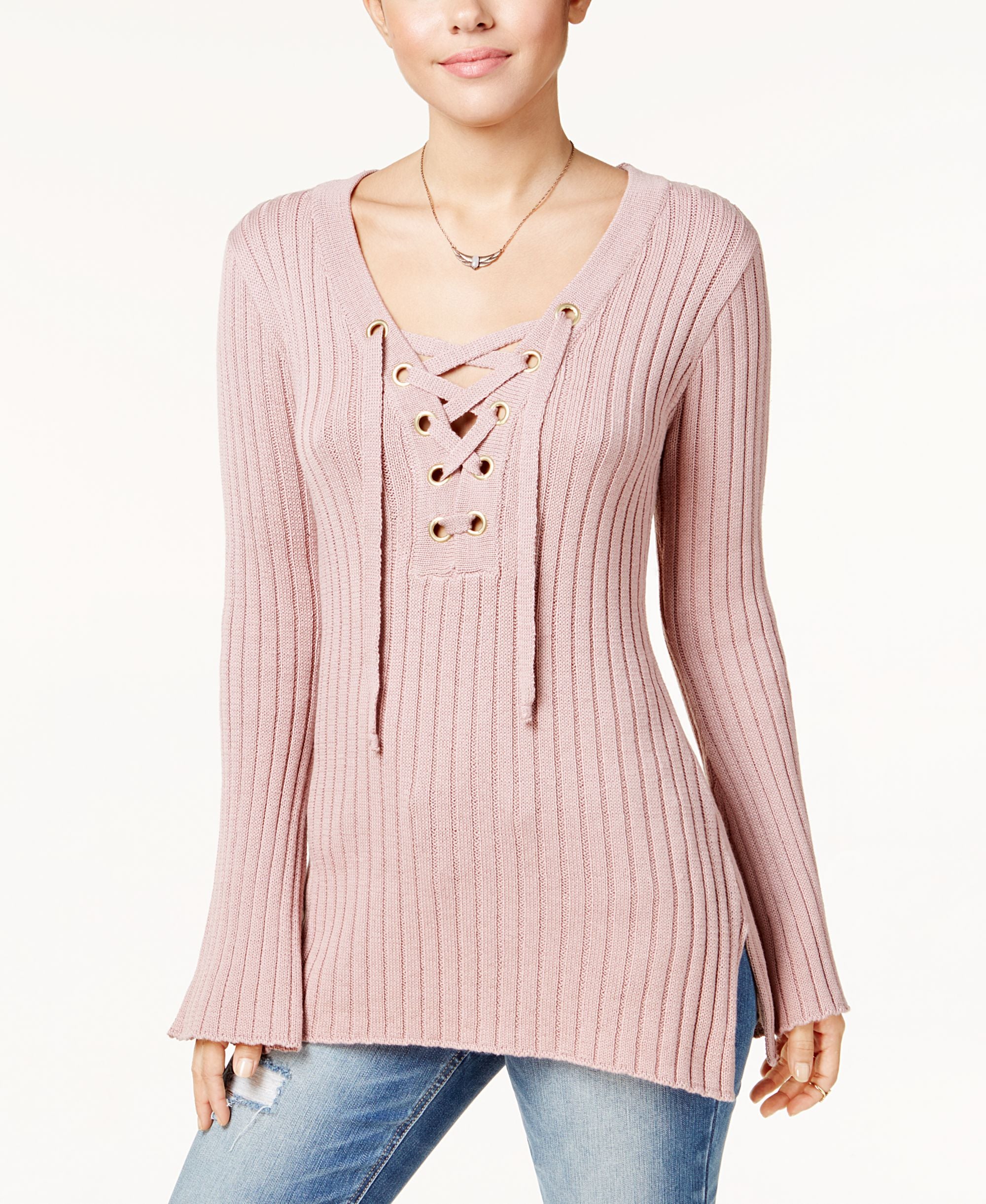 Ultra Flirt Juniors Ribbed Bell Sleeve Sweater