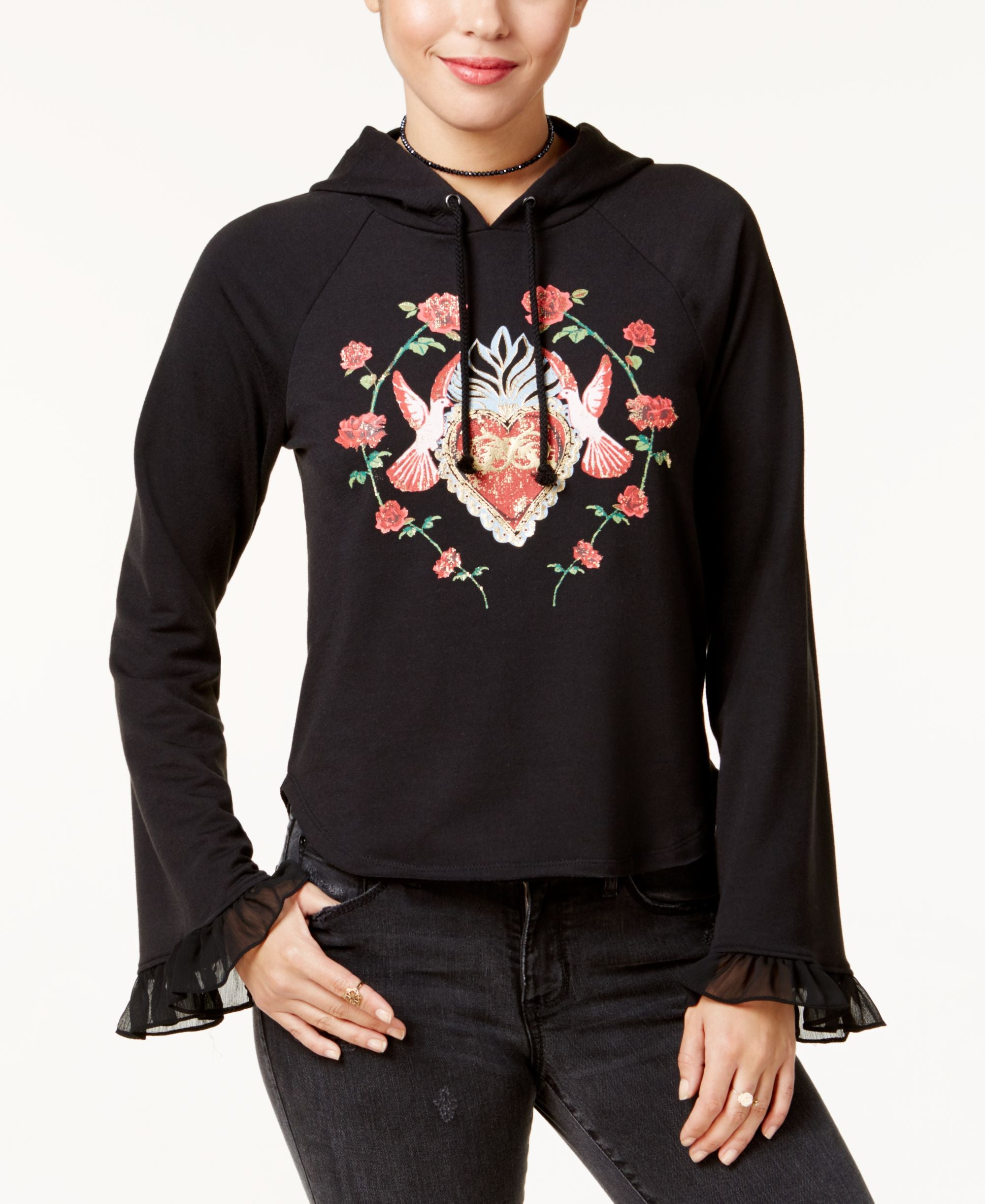 Disney Princess Juniors Snow White Ruffle Trim Printed Hoodie