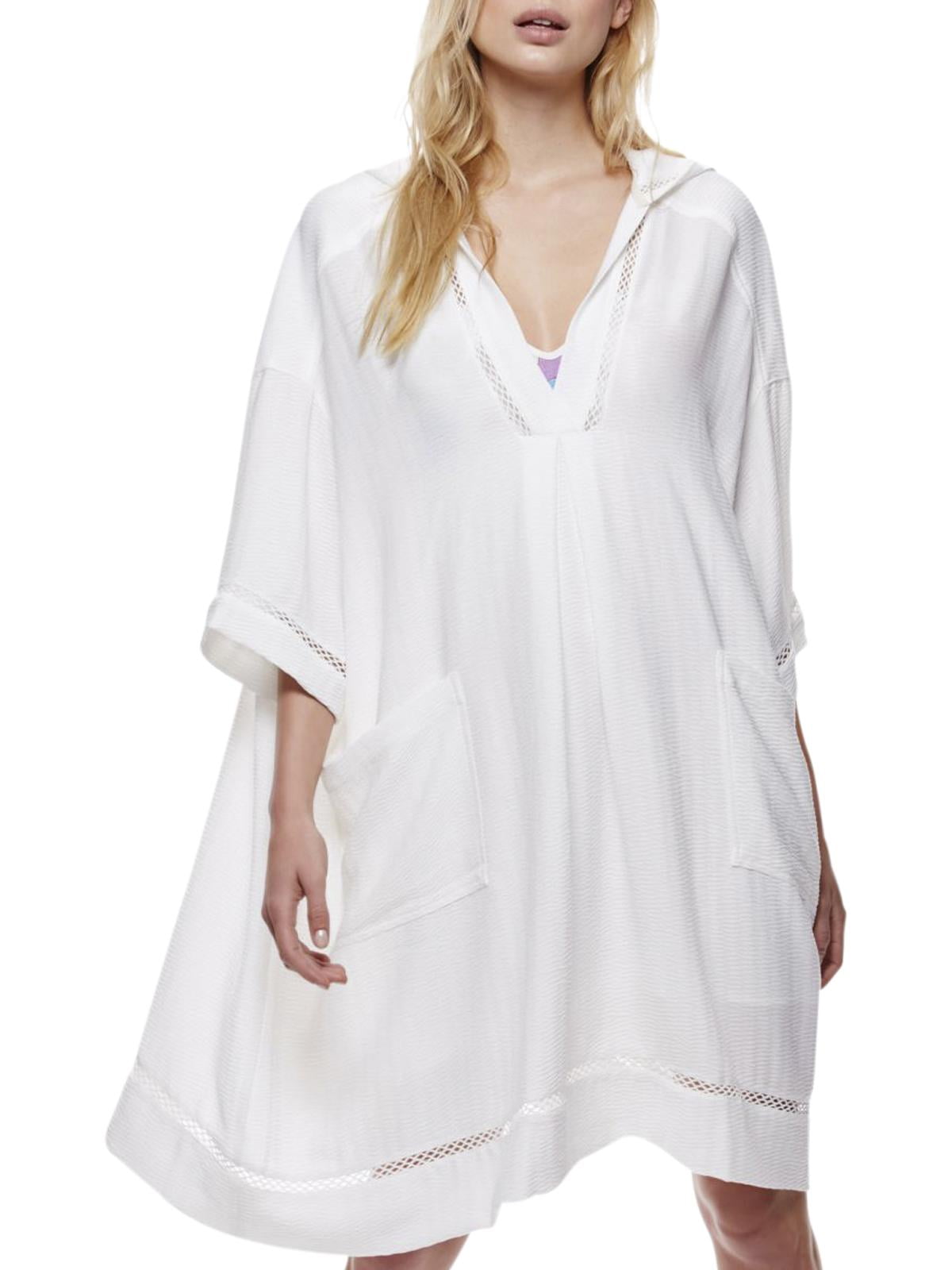 Free People Womens Hooded Elbow Sleeves Casual Dress Ivory/Off-white X-Small/S