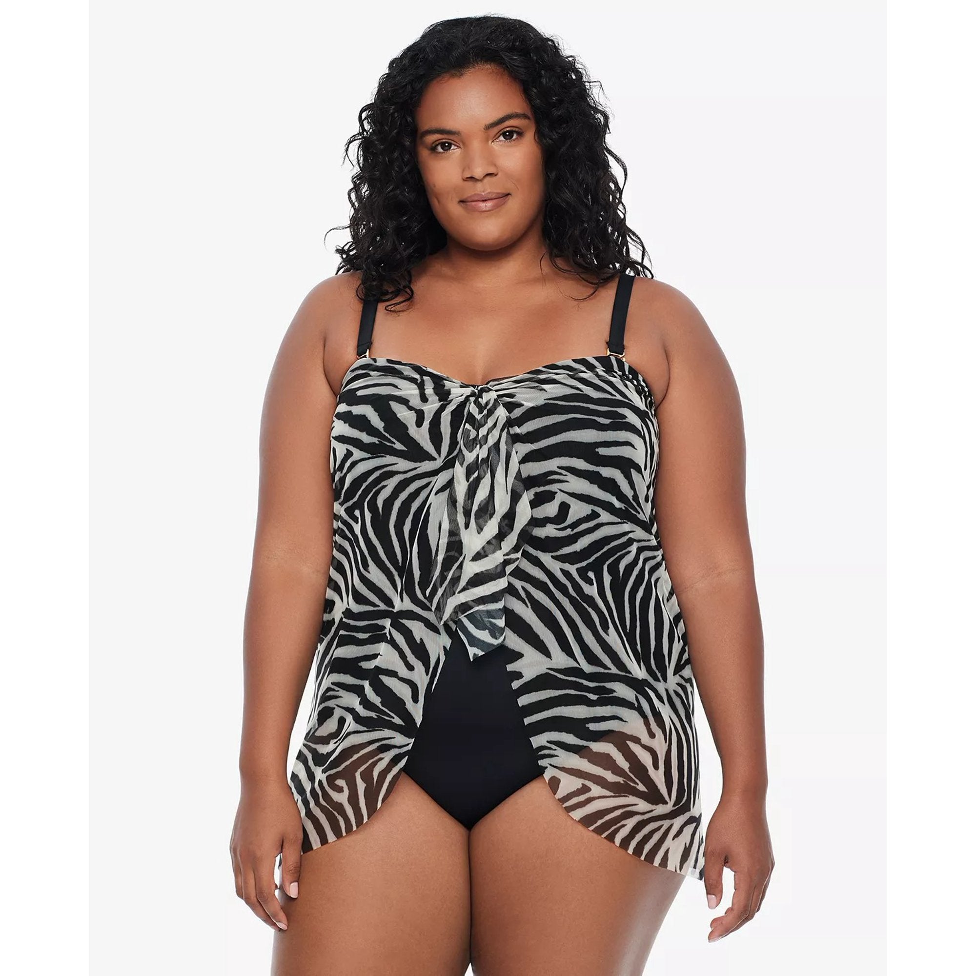Ralph Lauren Plus Size Overlay Tummy Control One Piece Swimsuit