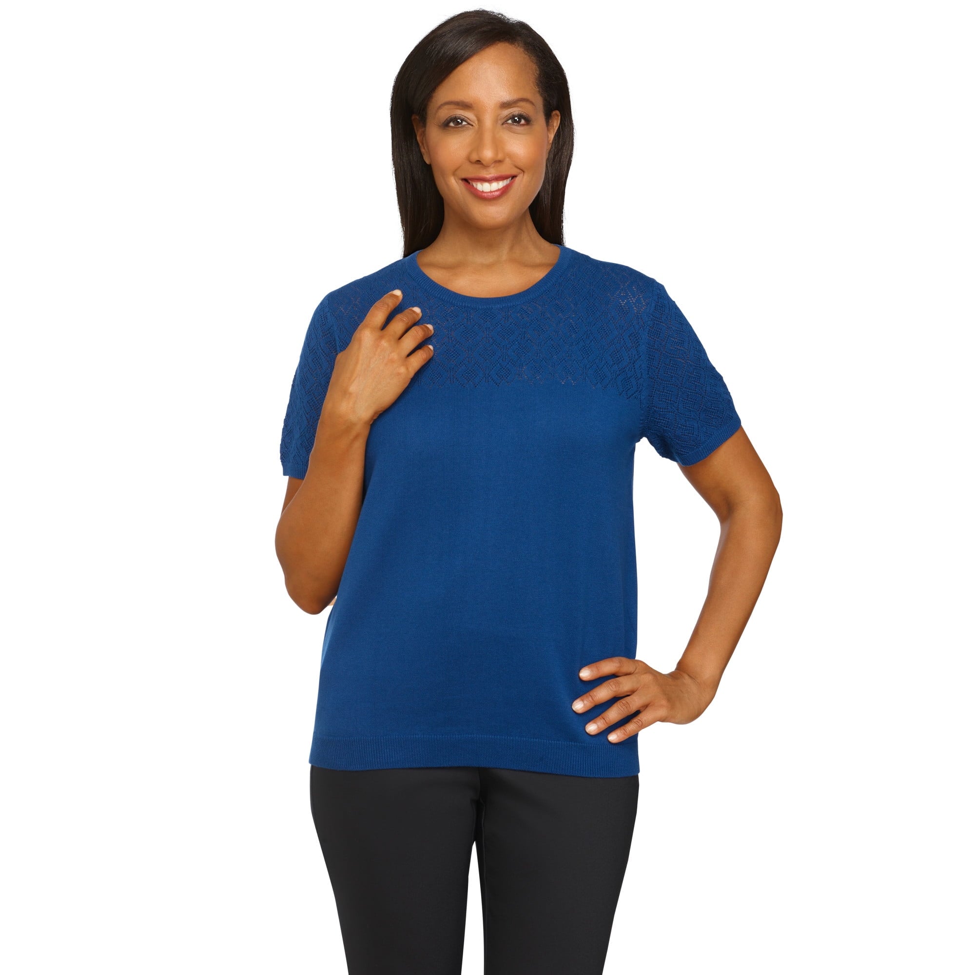 Petite Short Sleeve Crewneck Sweater