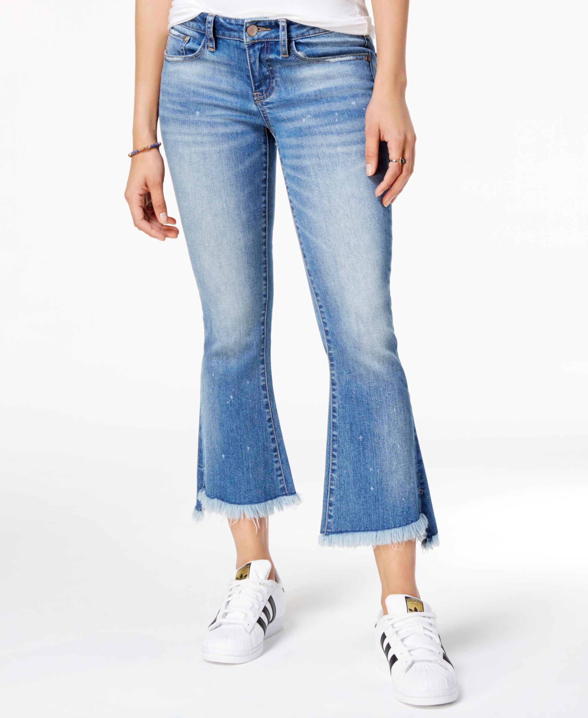 Juniors' Cropped Kick Flare Jeans