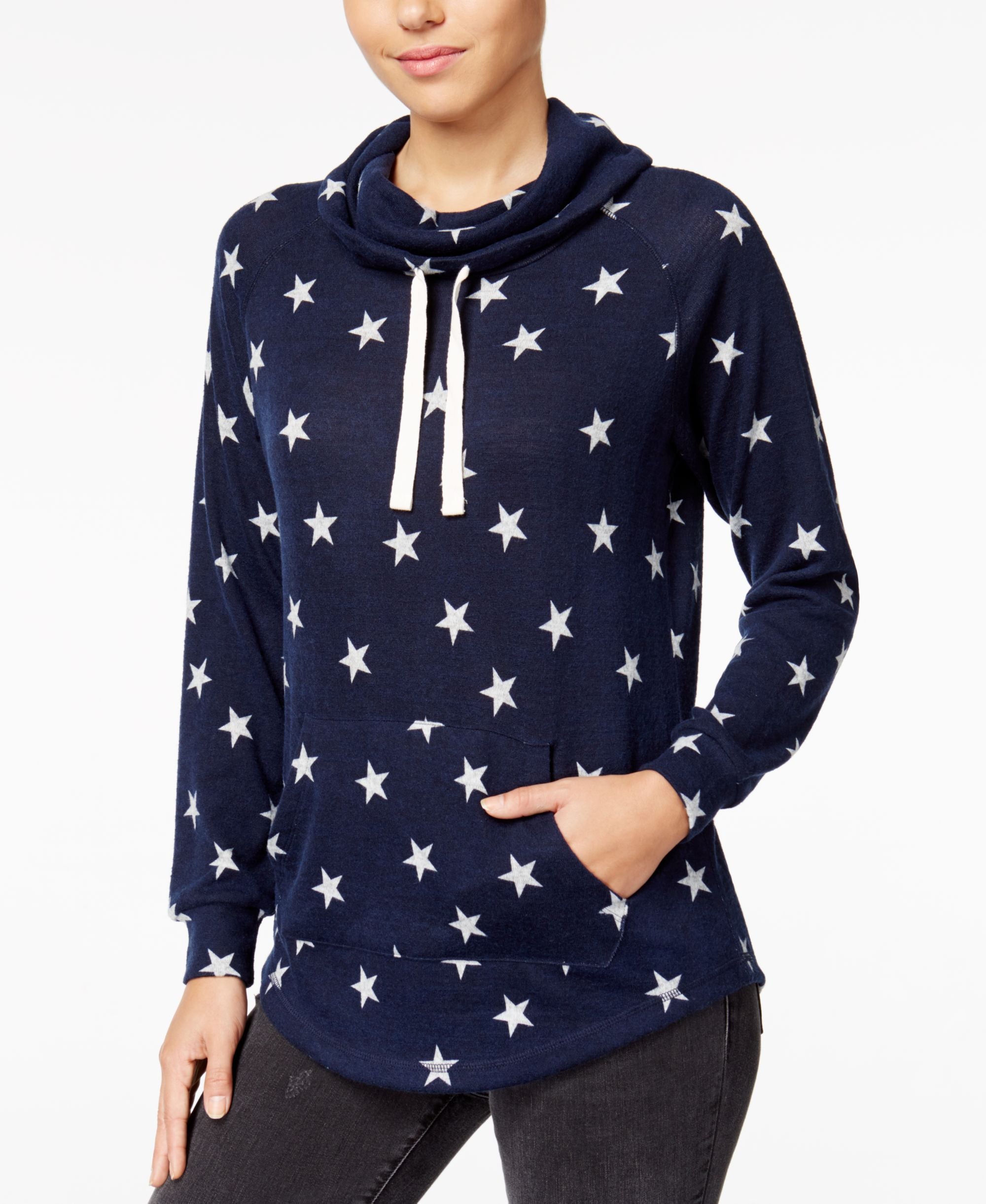 Juniors' Funnel-Neck Sweatshirt
