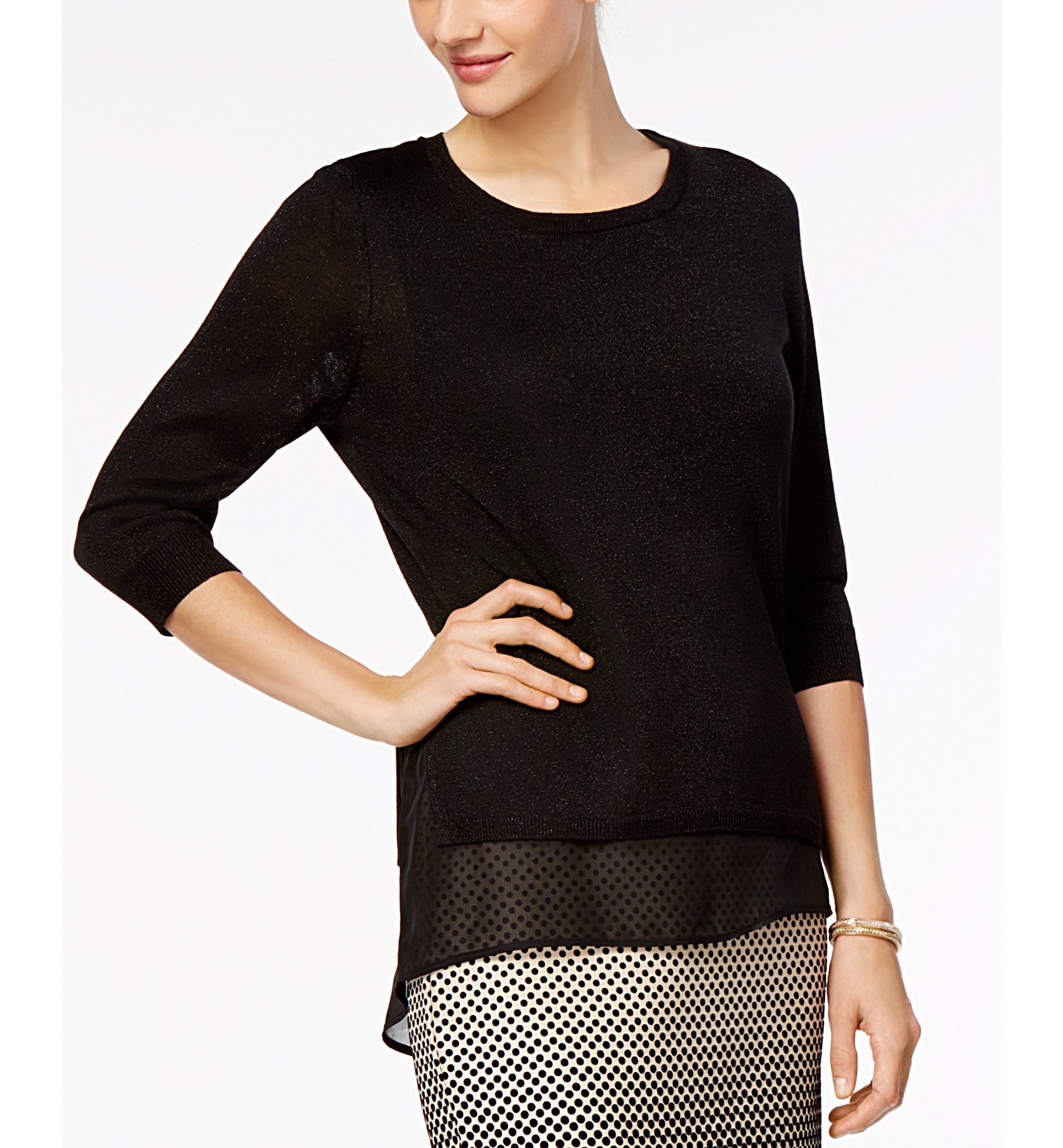 NY Collection Layered Look Sweater