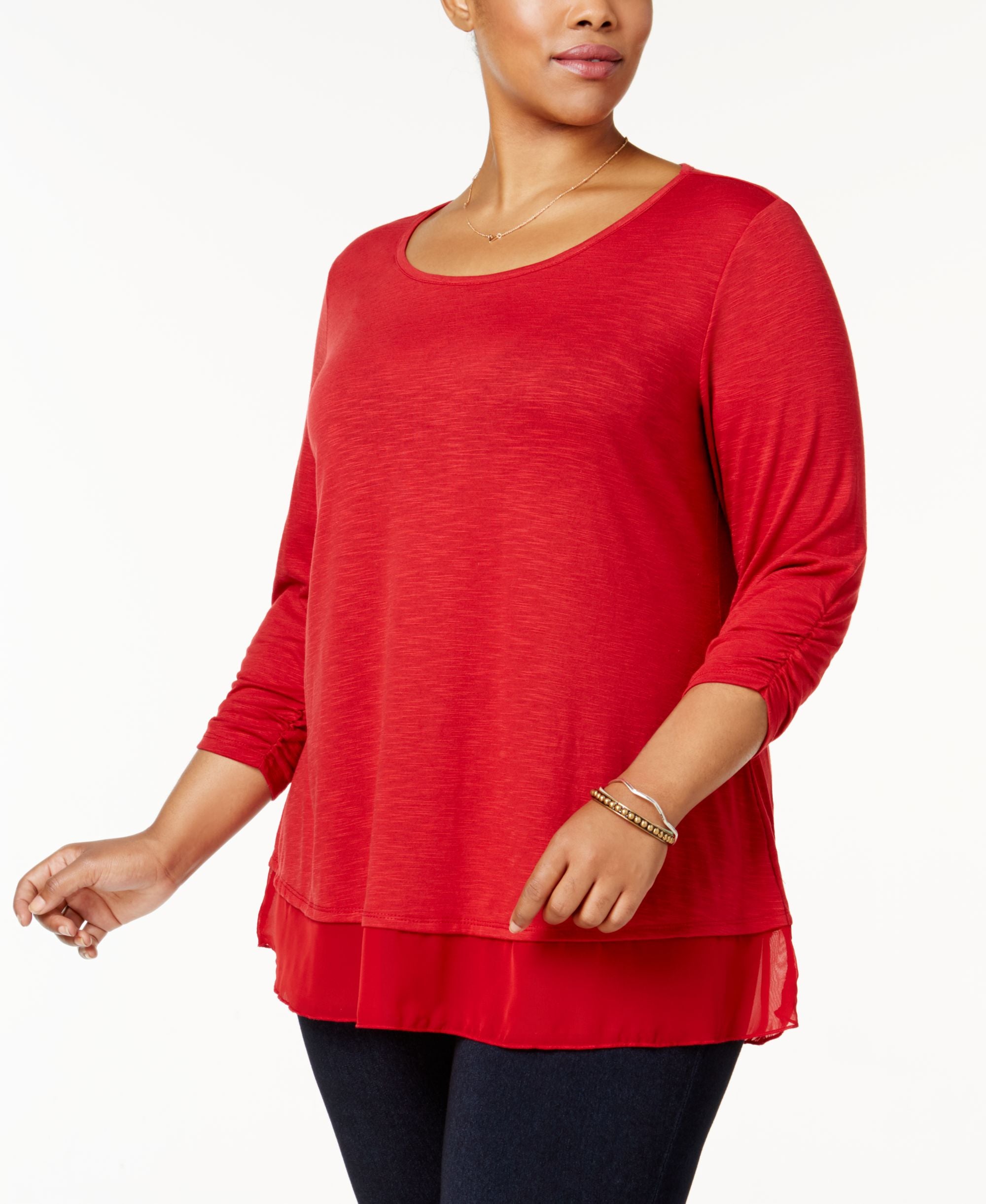 Style & Co Plus Size Chiffon Hem Top
