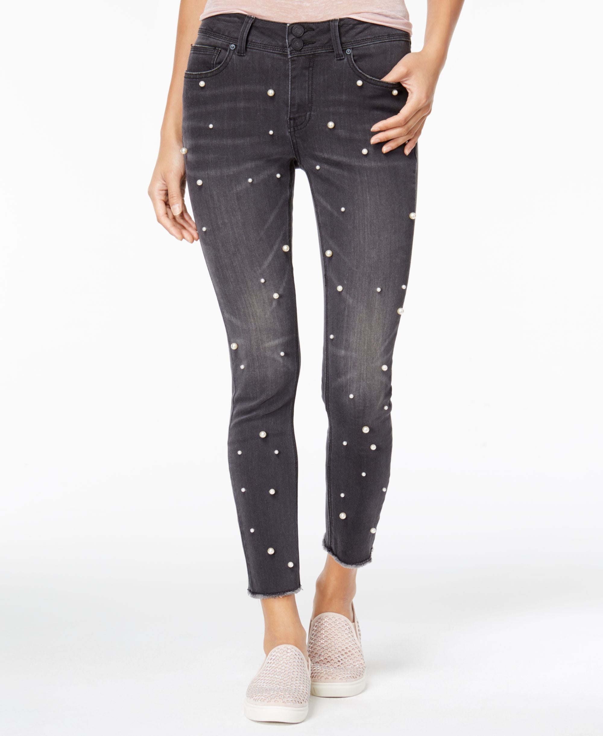 Indigo Rein Juniors Imitation Pearl Embellished Skinny Jeans