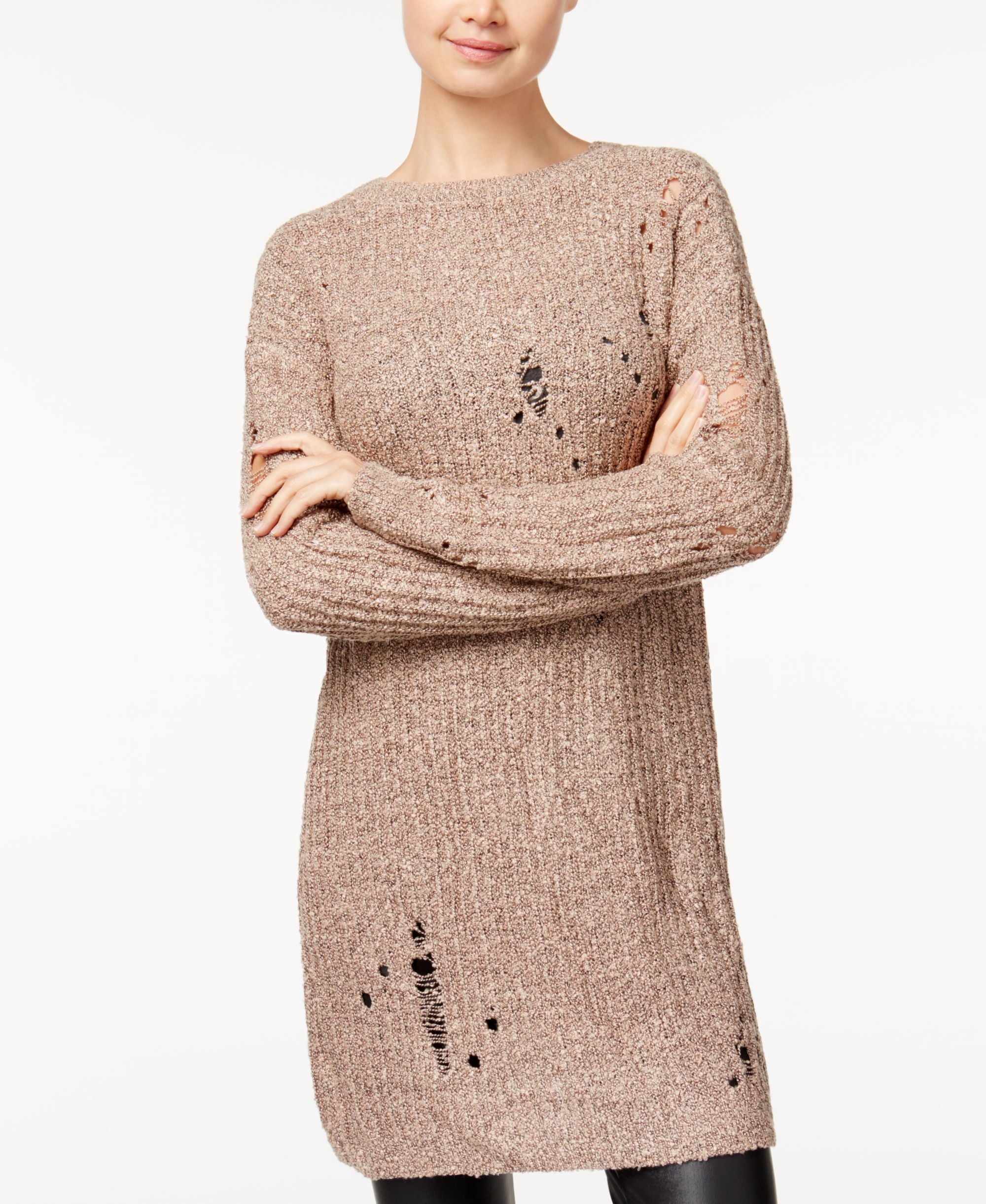 Juniors' Ripped Sweater Tunic