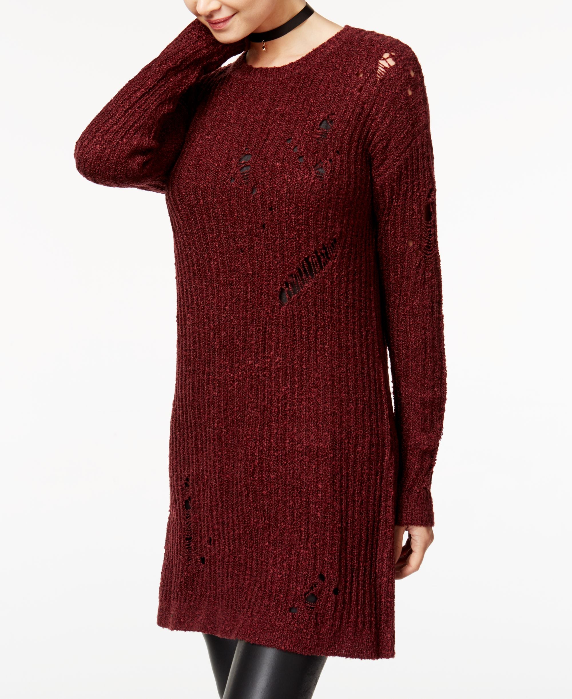 Juniors' Ripped Sweater Tunic