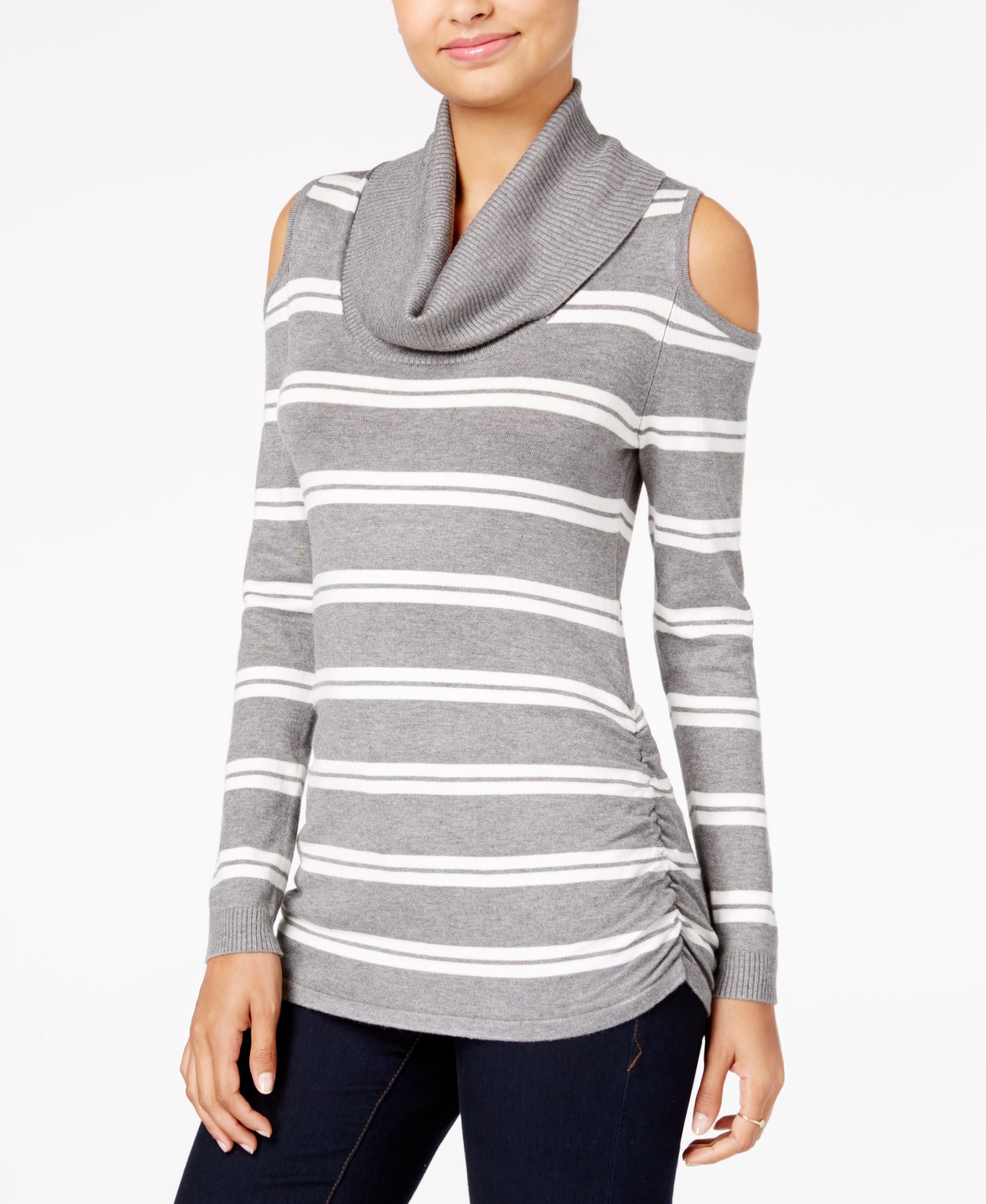 Hooked Up By Iot Juniors Cowl Neck Cold Shoulder Sweater