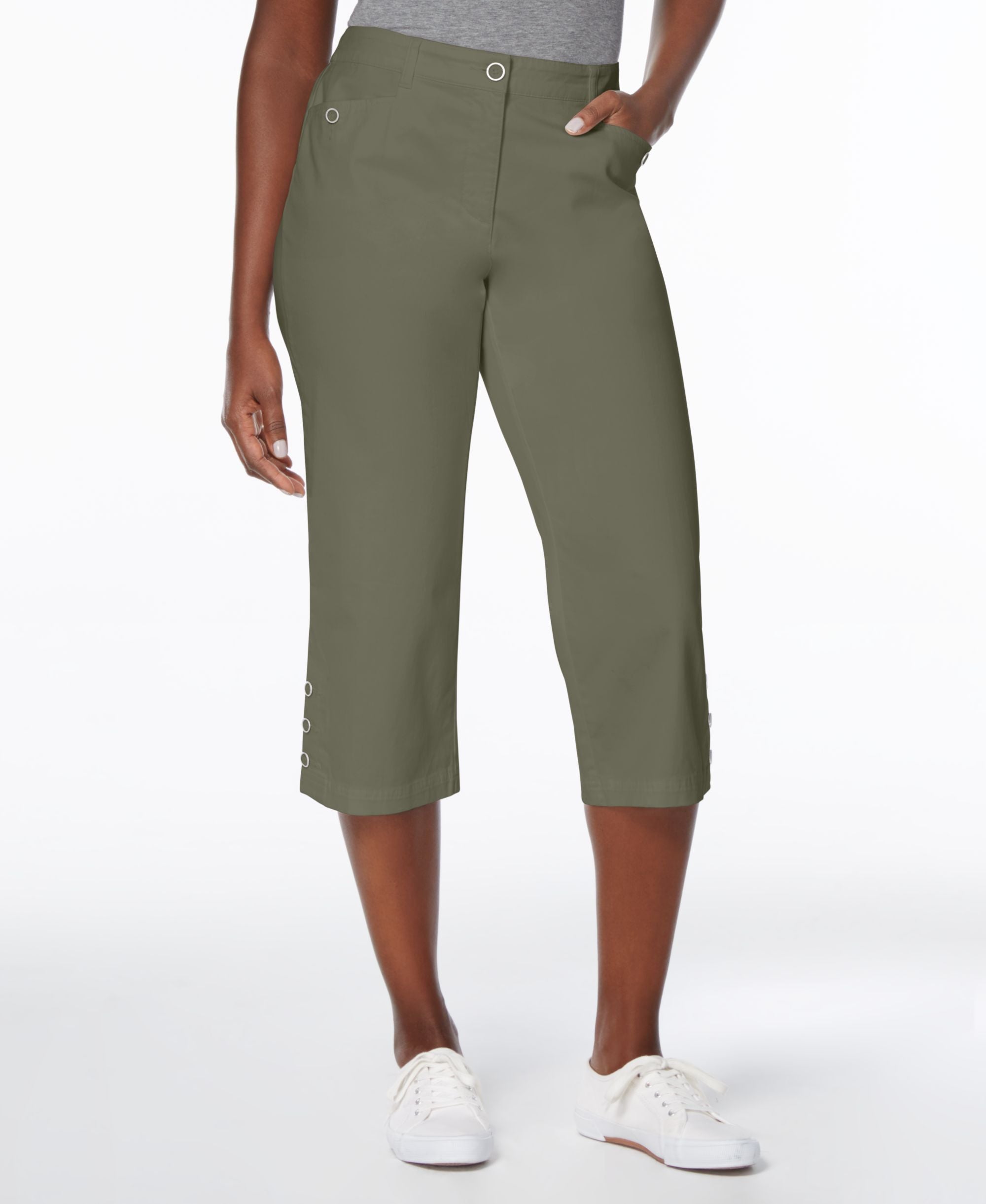 Karen Scott Button Cuff Capri Pants