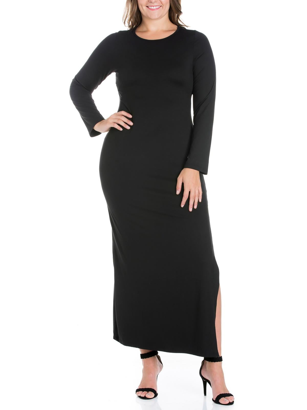 Women's Plus Size Side Slit Fitted Maxi Dress