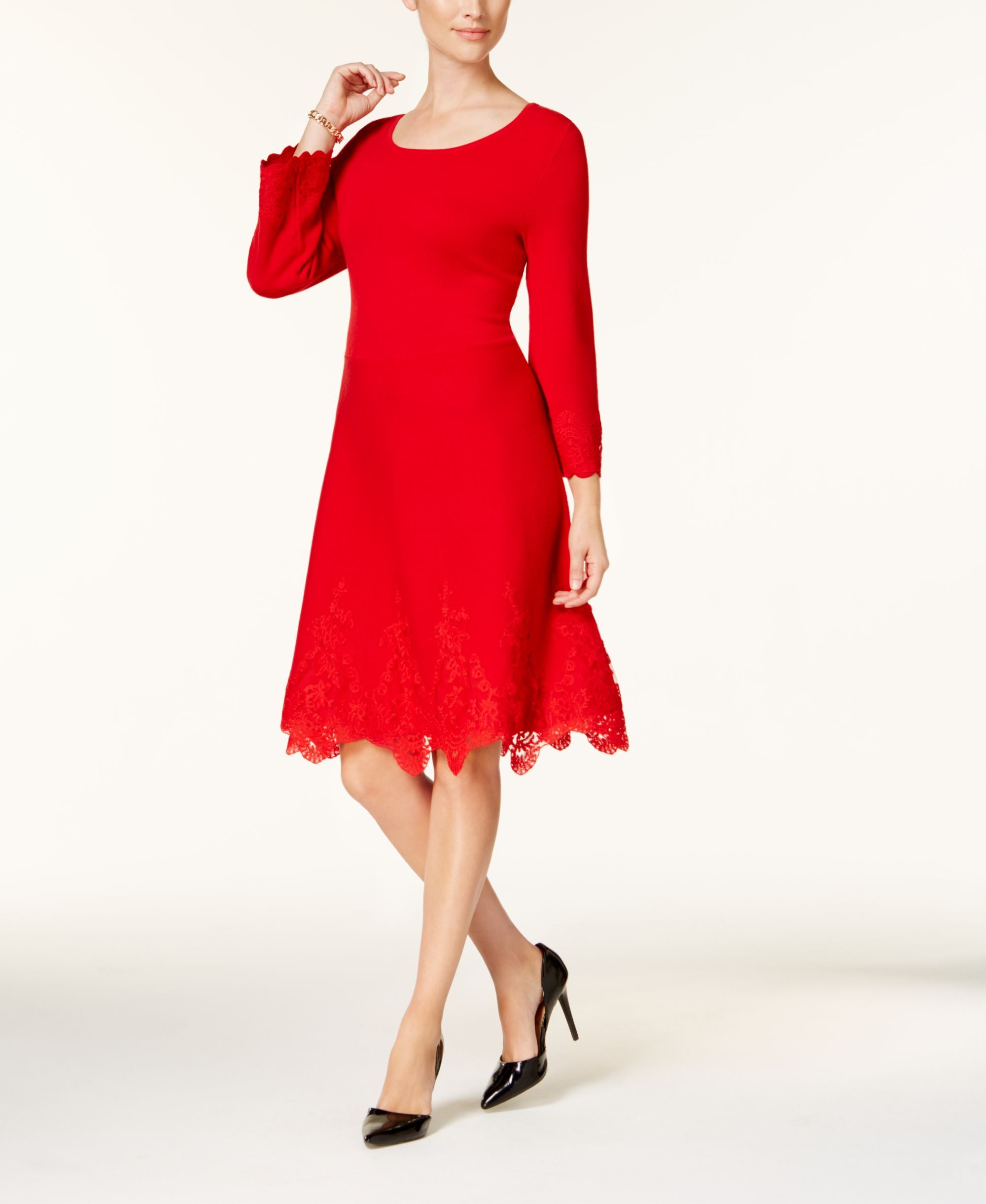 Charter Club Lace Trim Sweater Dress
