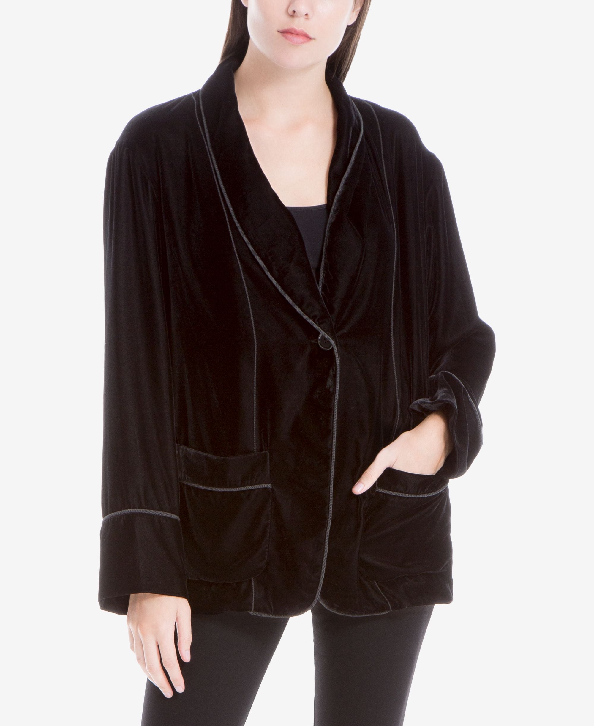 Max Studio London Shawl Collar Velvet Blazer