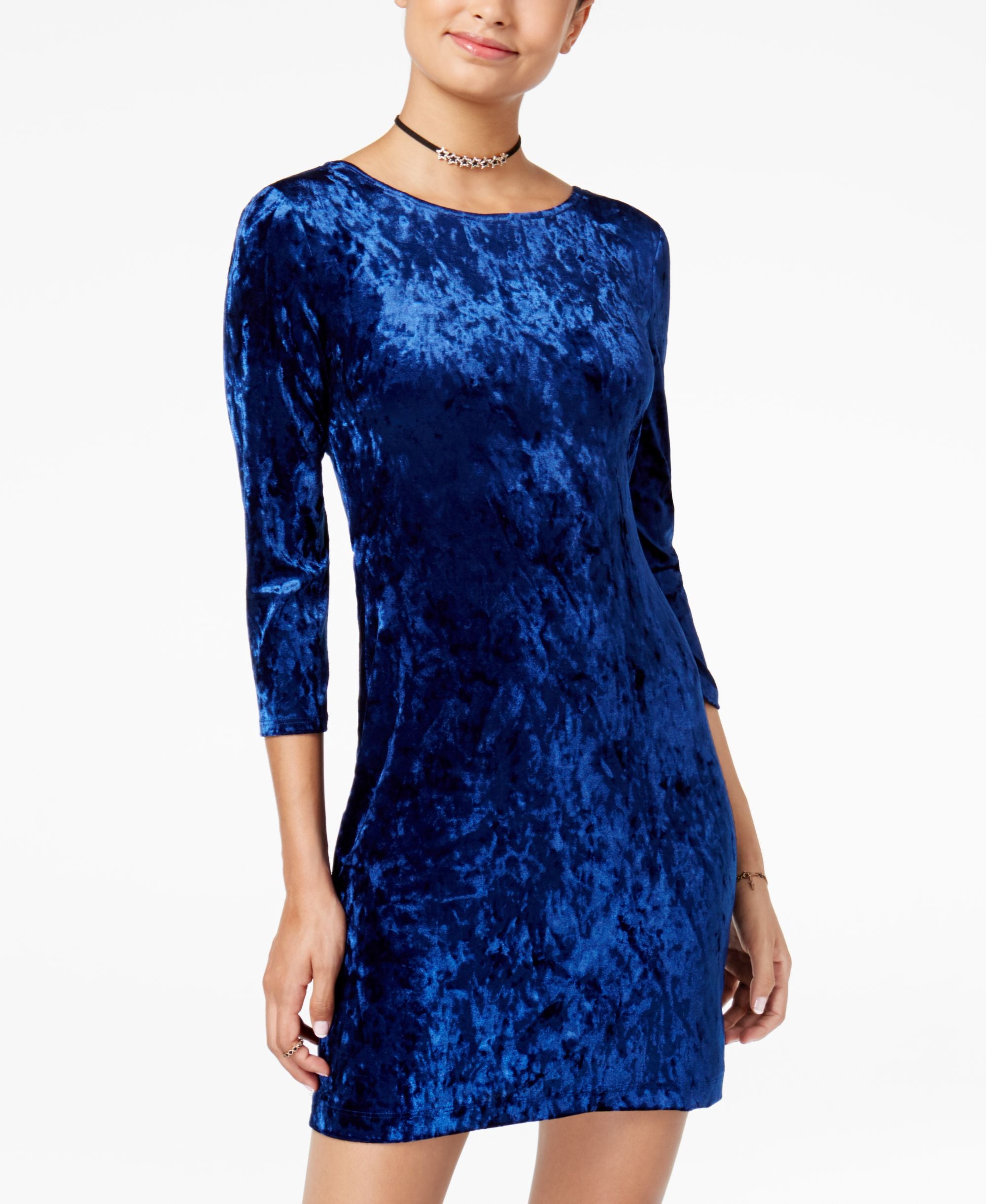 Teeze Me Juniors Velvet Crisscross Back Bodycon Dress