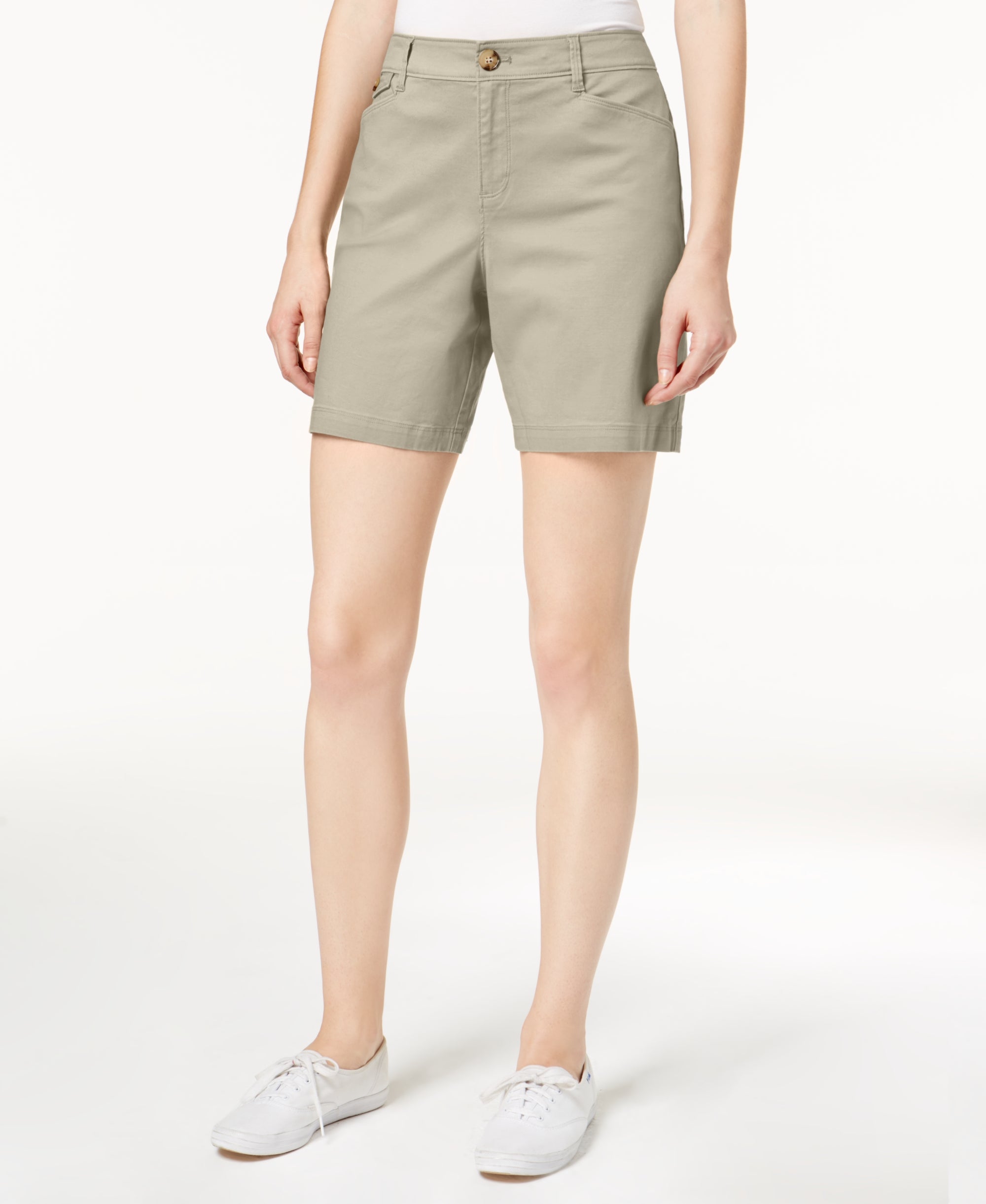 Mid-Rise Twill Shorts