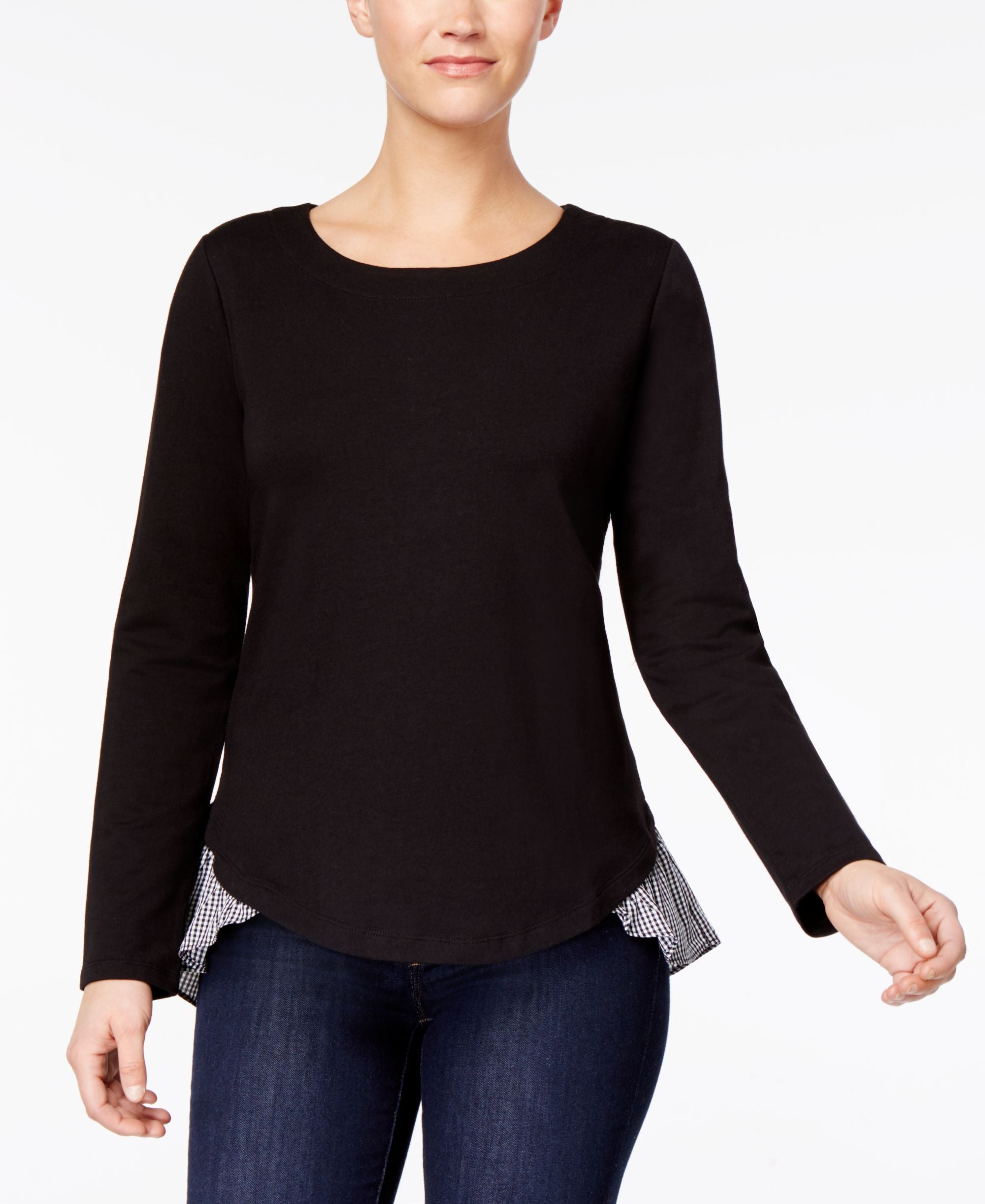 Style & Co Layered Woven Hem Top