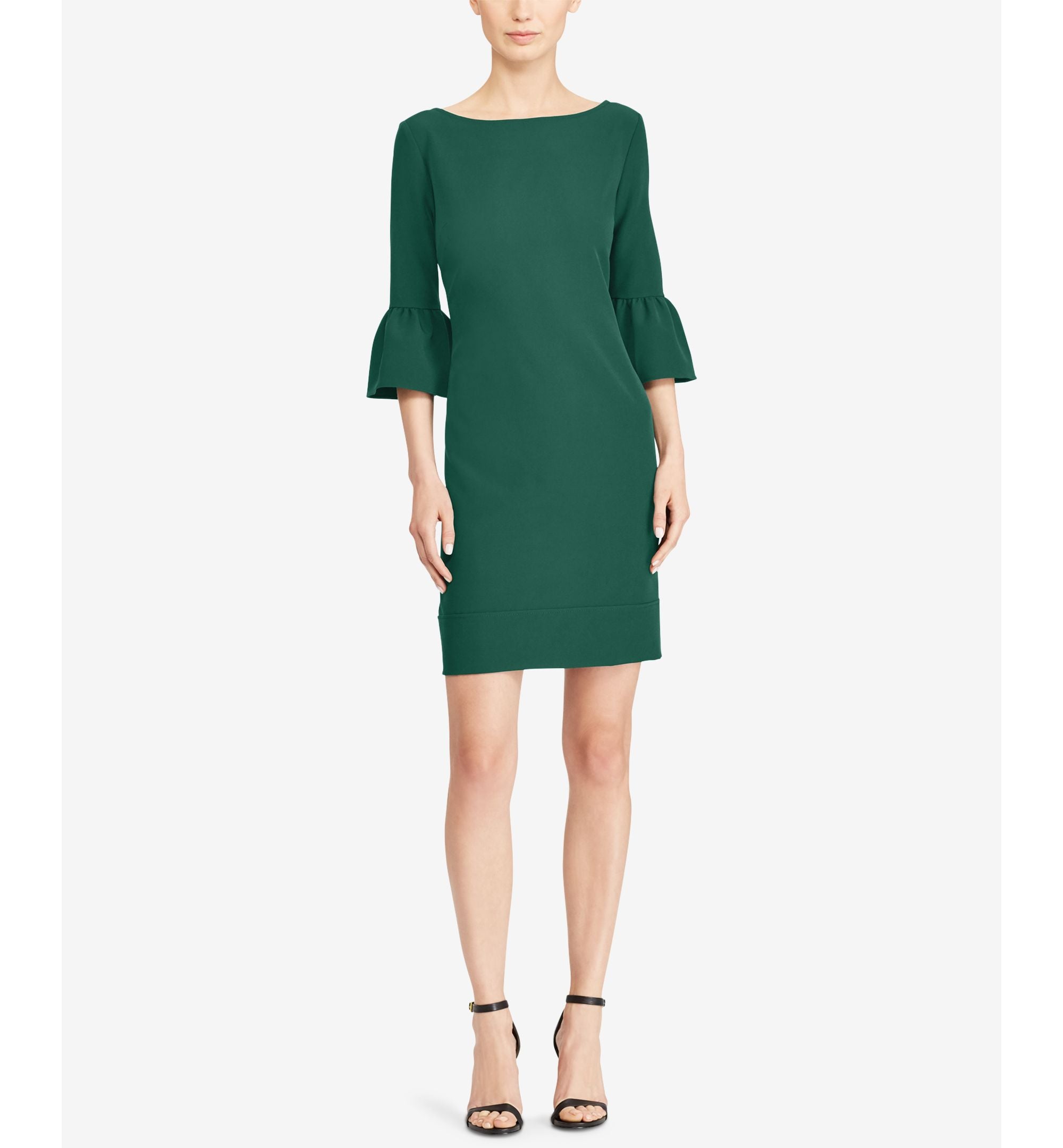 Bell-Sleeve Crepe Dress