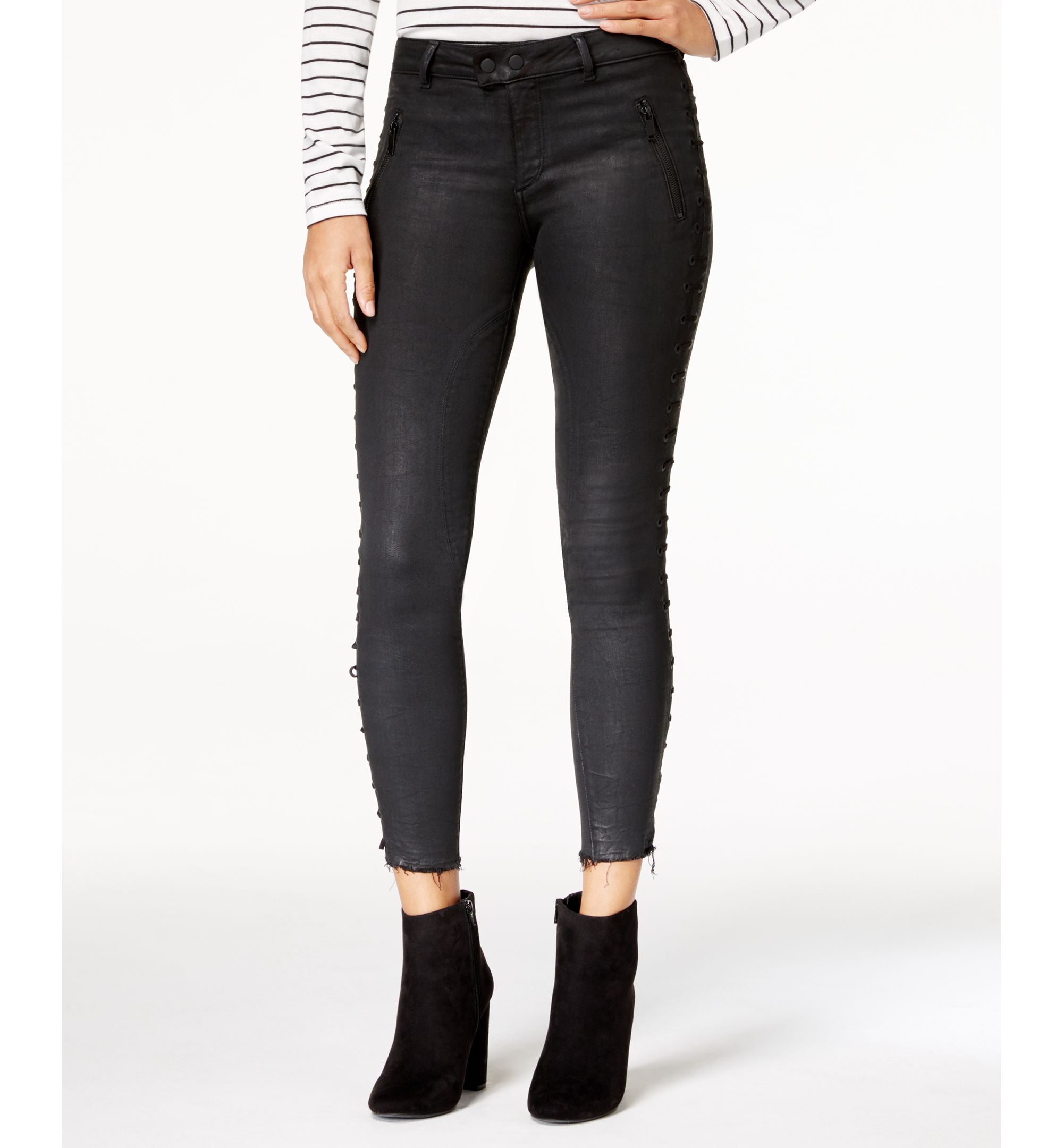 Dl1961 Florence Crop Mid Rise Instascuplt Skinny Lace Up Jeans