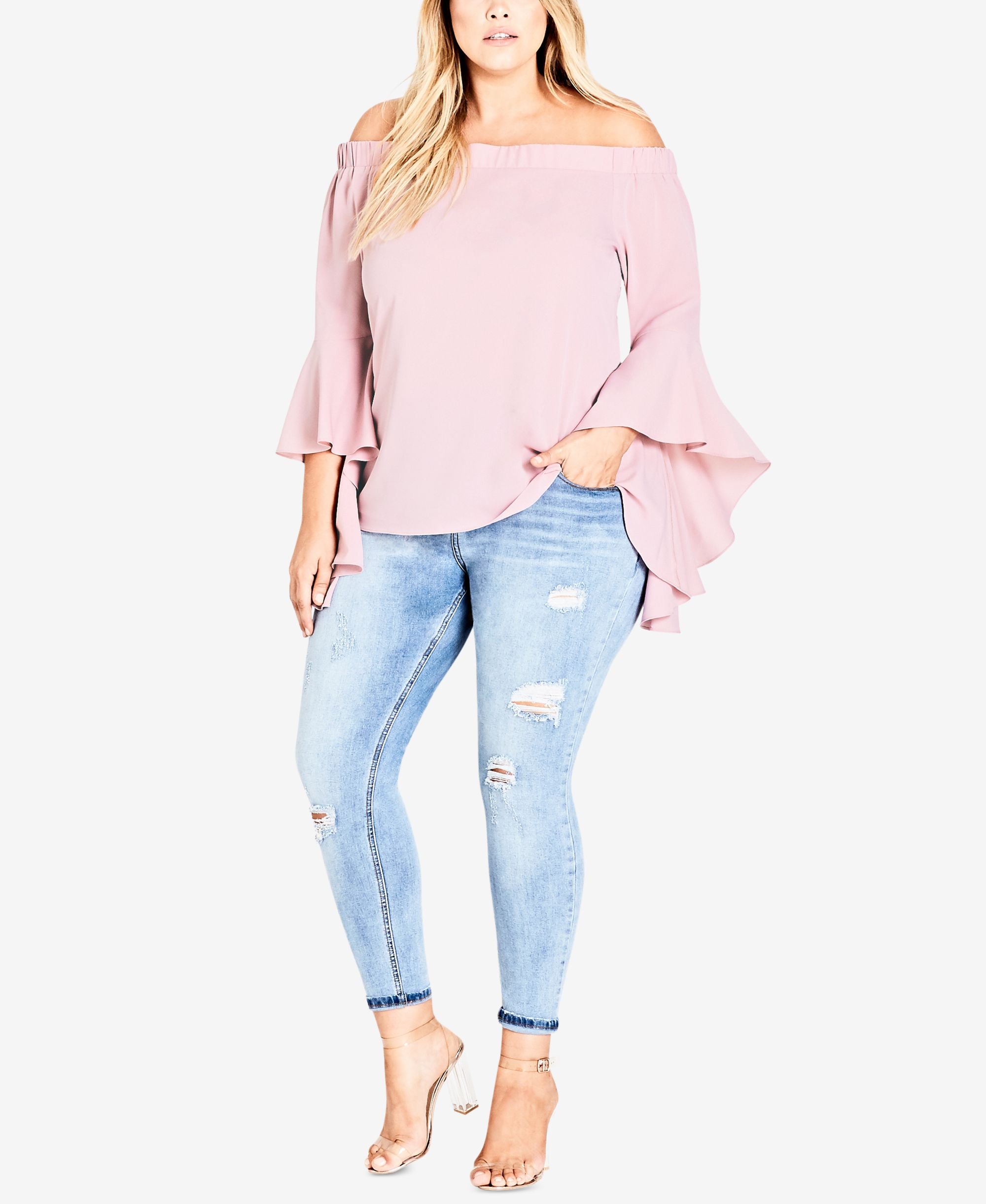 City Chic Trendy Plus Size Dramatic Sleeve Top