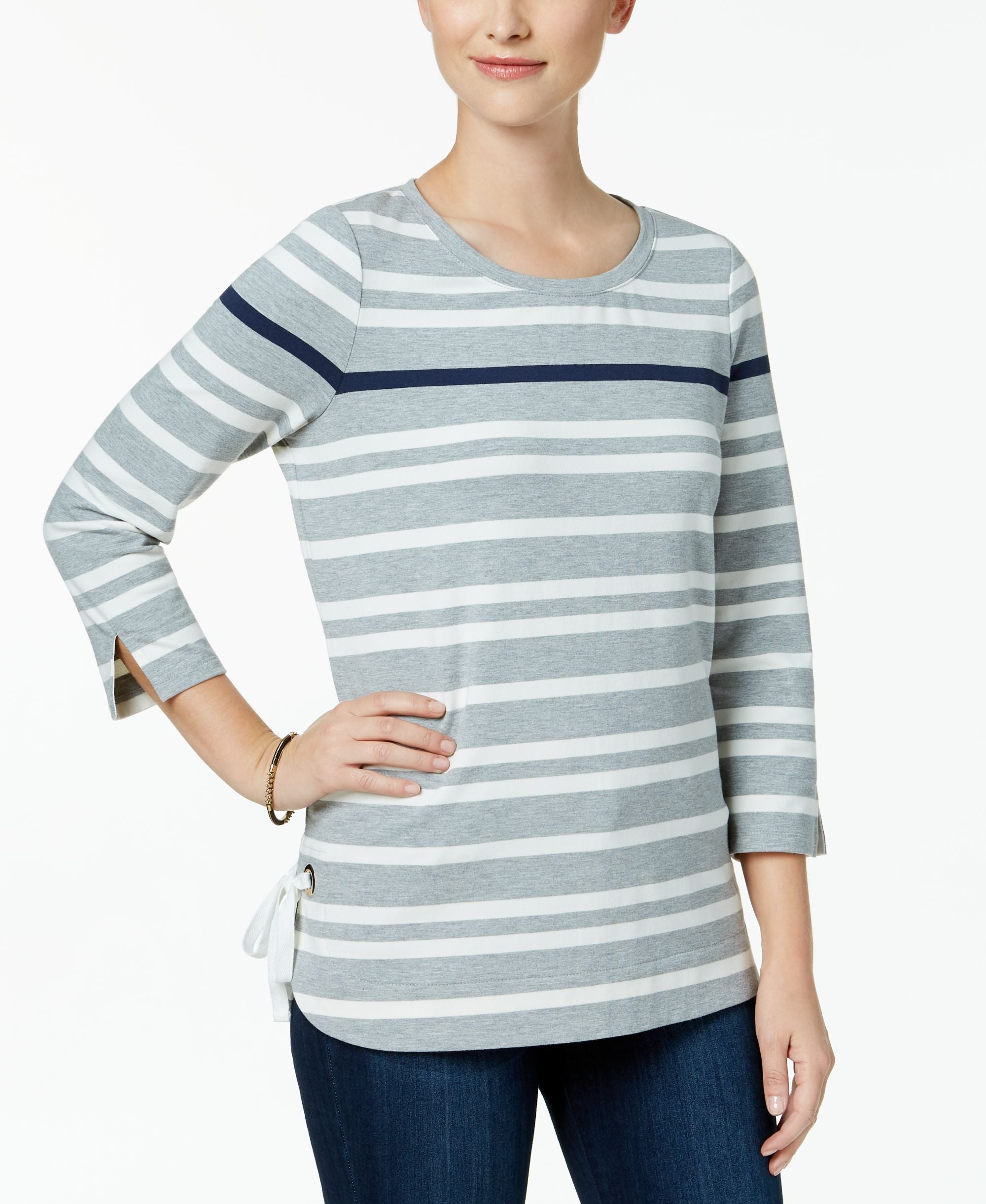 Charter Club Striped High Low Top