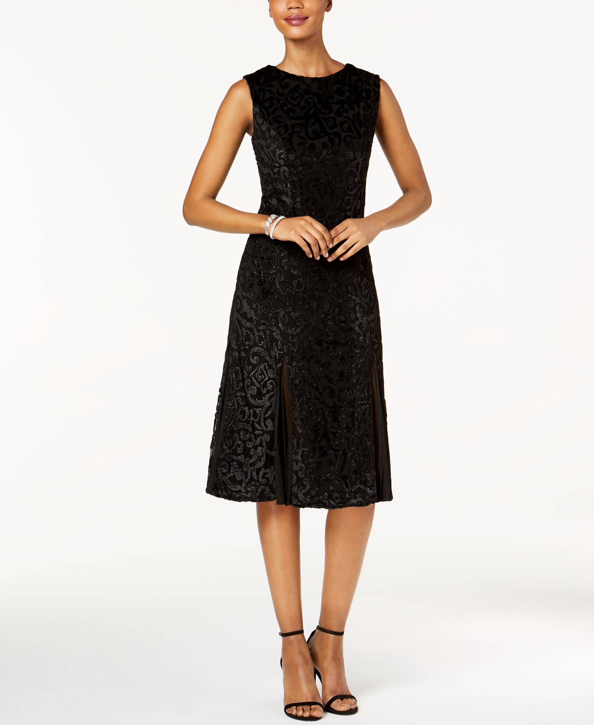 R M Richards Velvet Fit Flare Dress