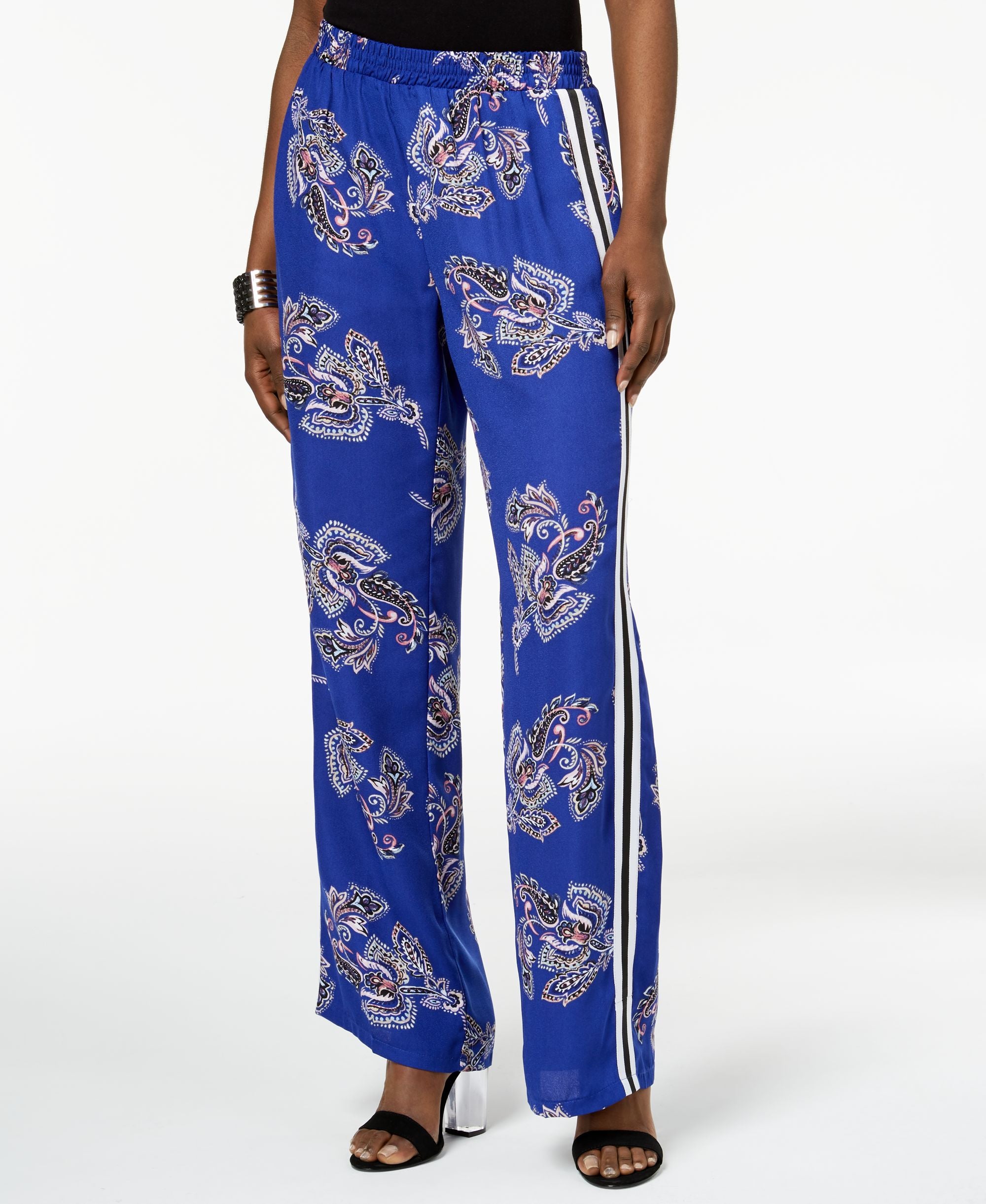 NY Collection Printed Striped Wide Leg Pants