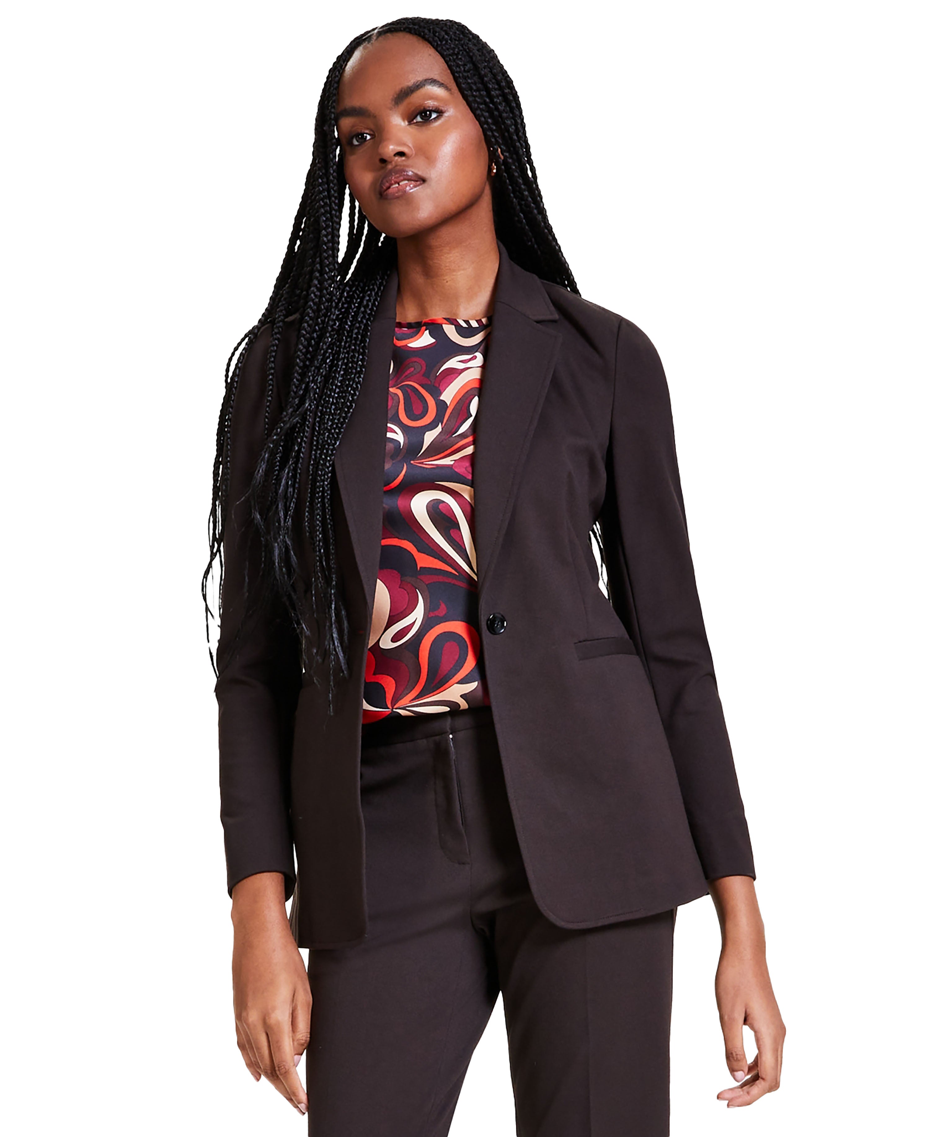 Women's One-Button Compression Blazer Coffee Chip XXS