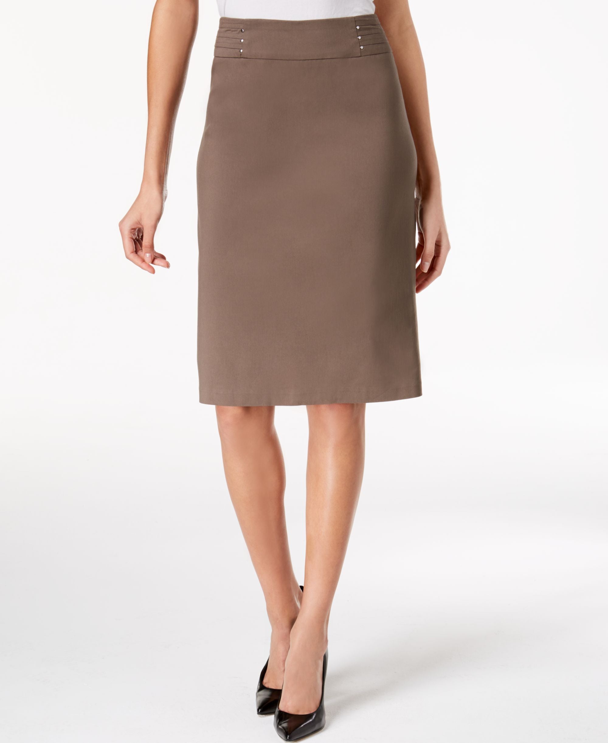 Rivet-Waist A-Line Skirt