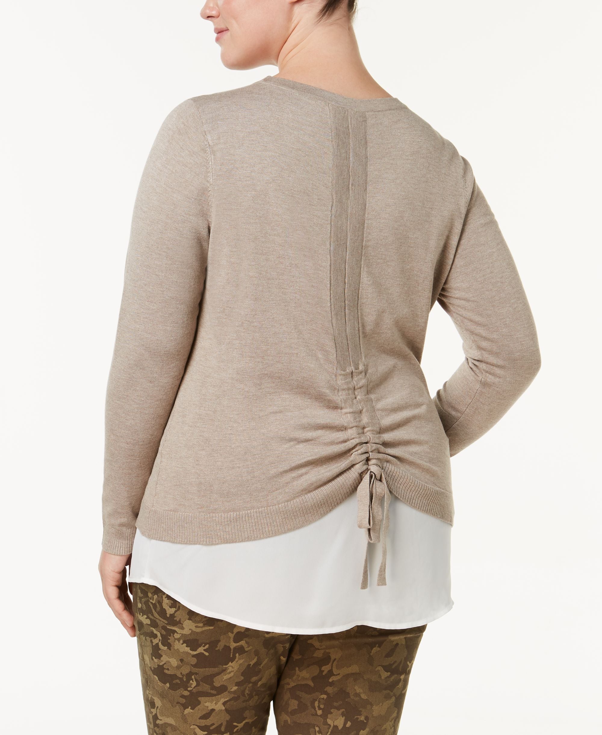 Plus Size Ruched Back Layered Sweater