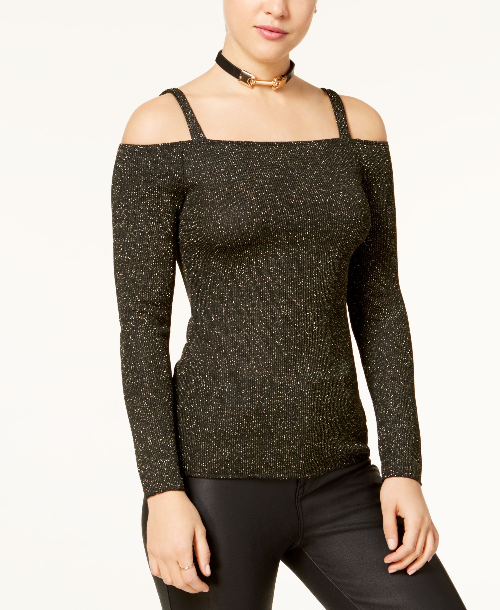 Juniors' Shine Off-The-Shoulder Sweater