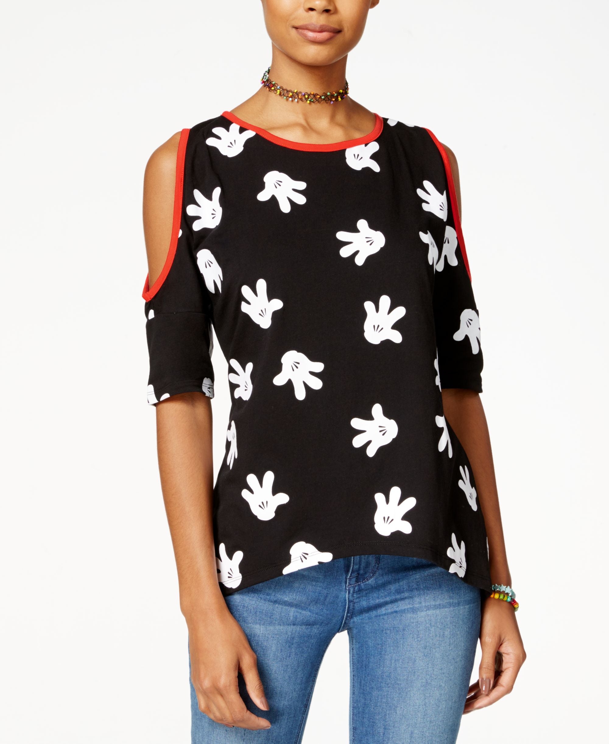 Hybrid Juniors Graphic Cold Shoulder T-Shirt