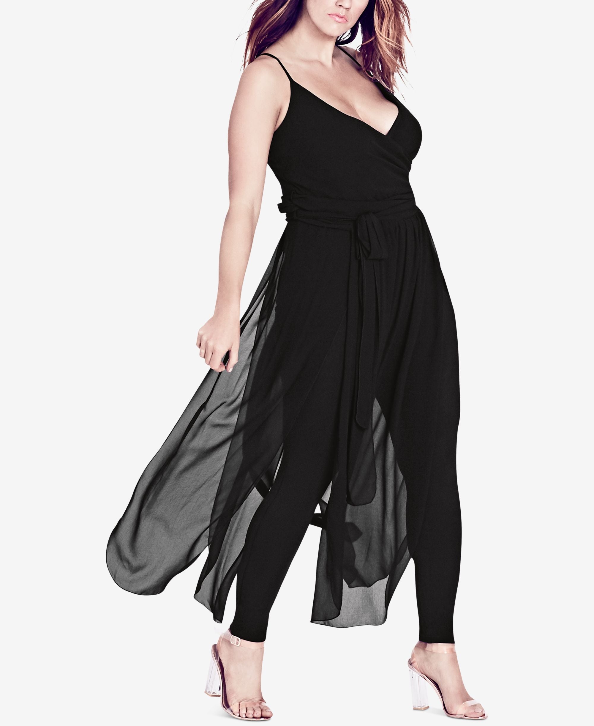 City Chic Trendy Plus Size Sheer Skirt Jumpsuit