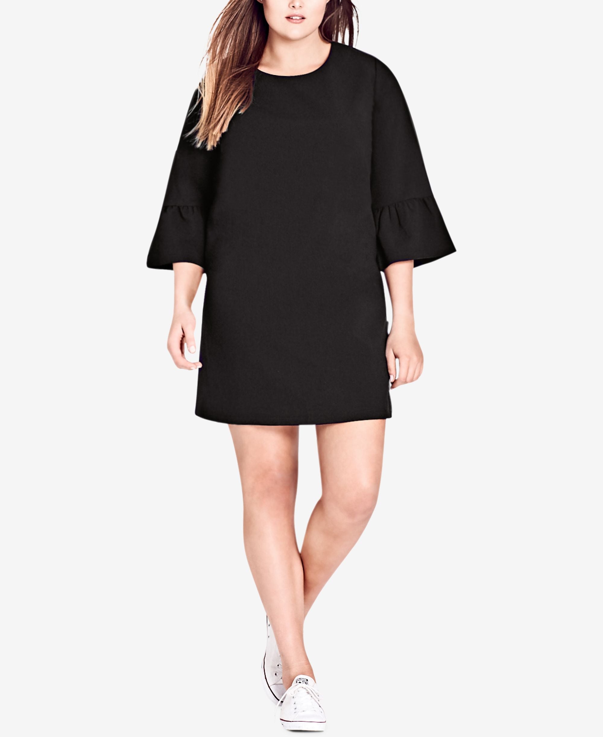 City Chic Trendy Plus Size Bell Sleeve Shift Dress