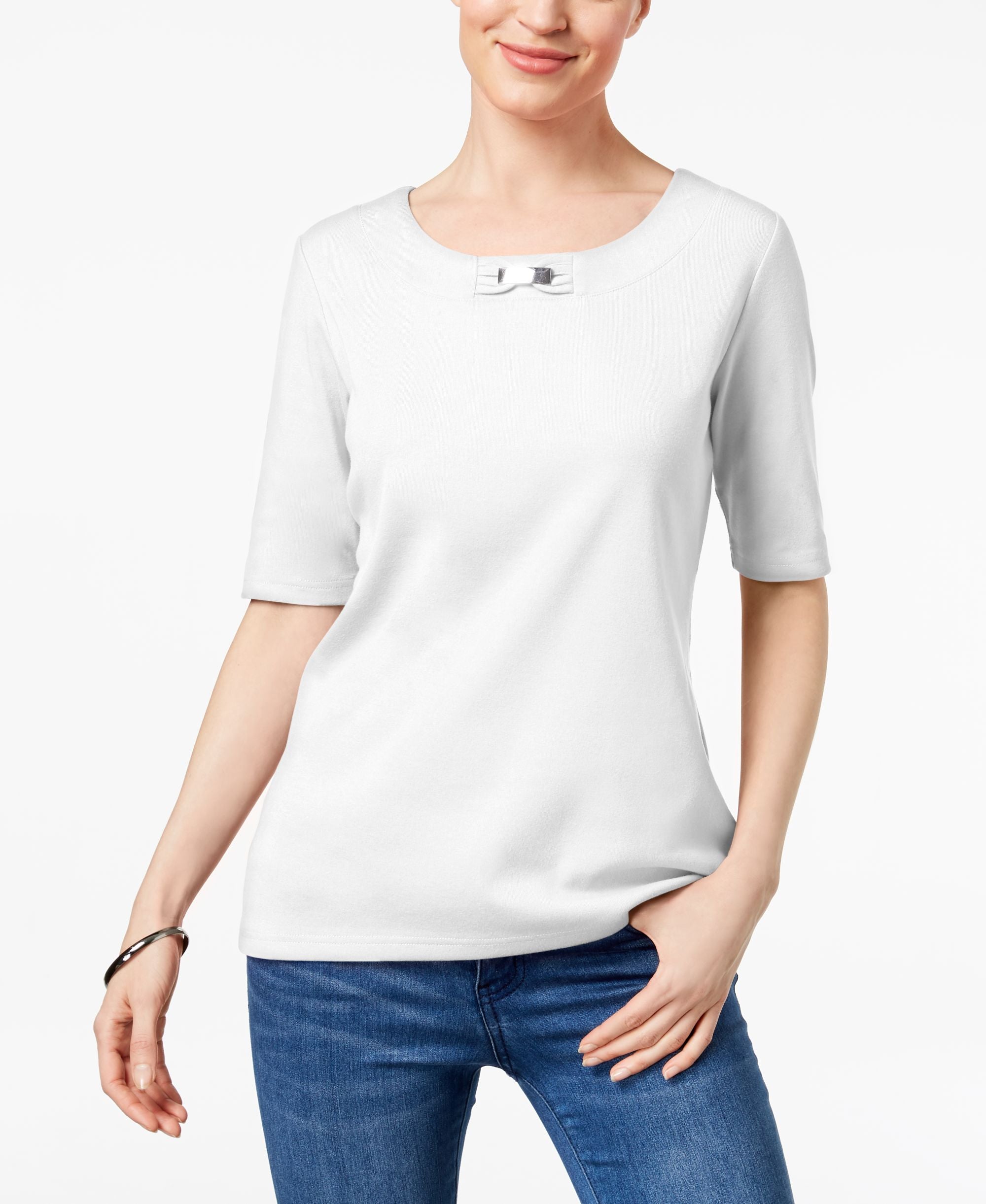 Karen Scott Cotton Embellished T-Shirt