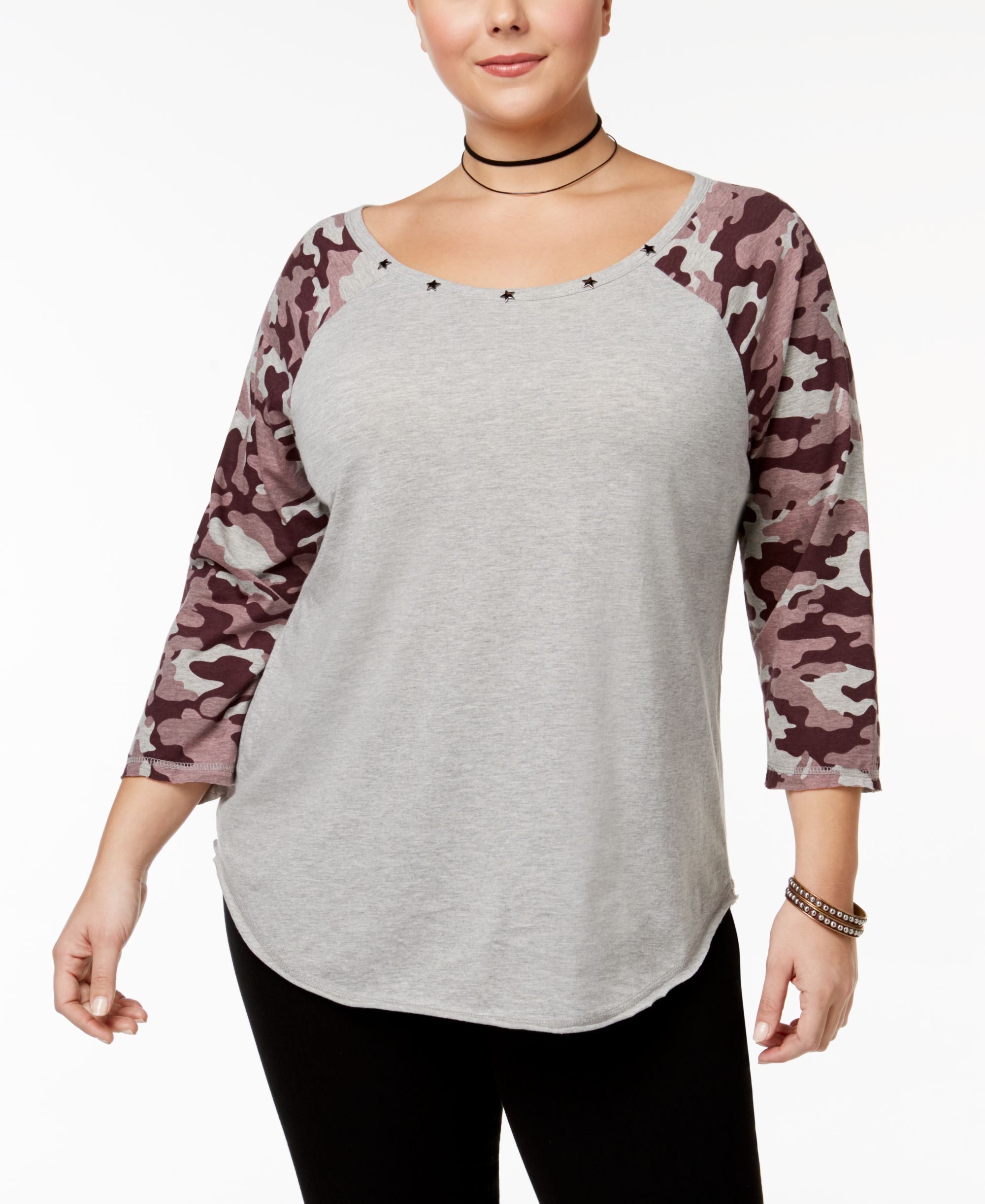 Almost Famous Trendy Plus Size Cotton Camo Print T-Shirt