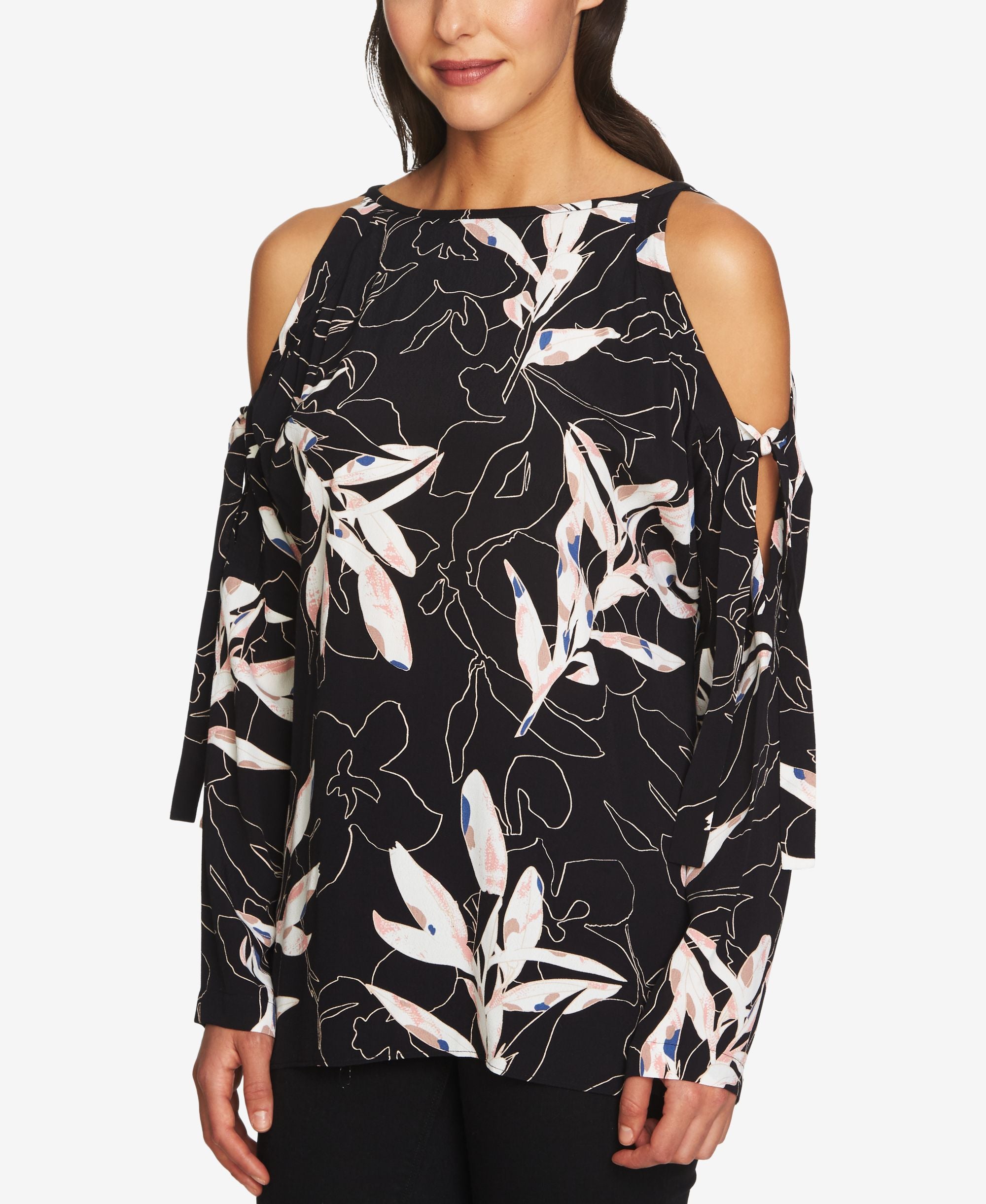 Printed Cold-Shoulder Top