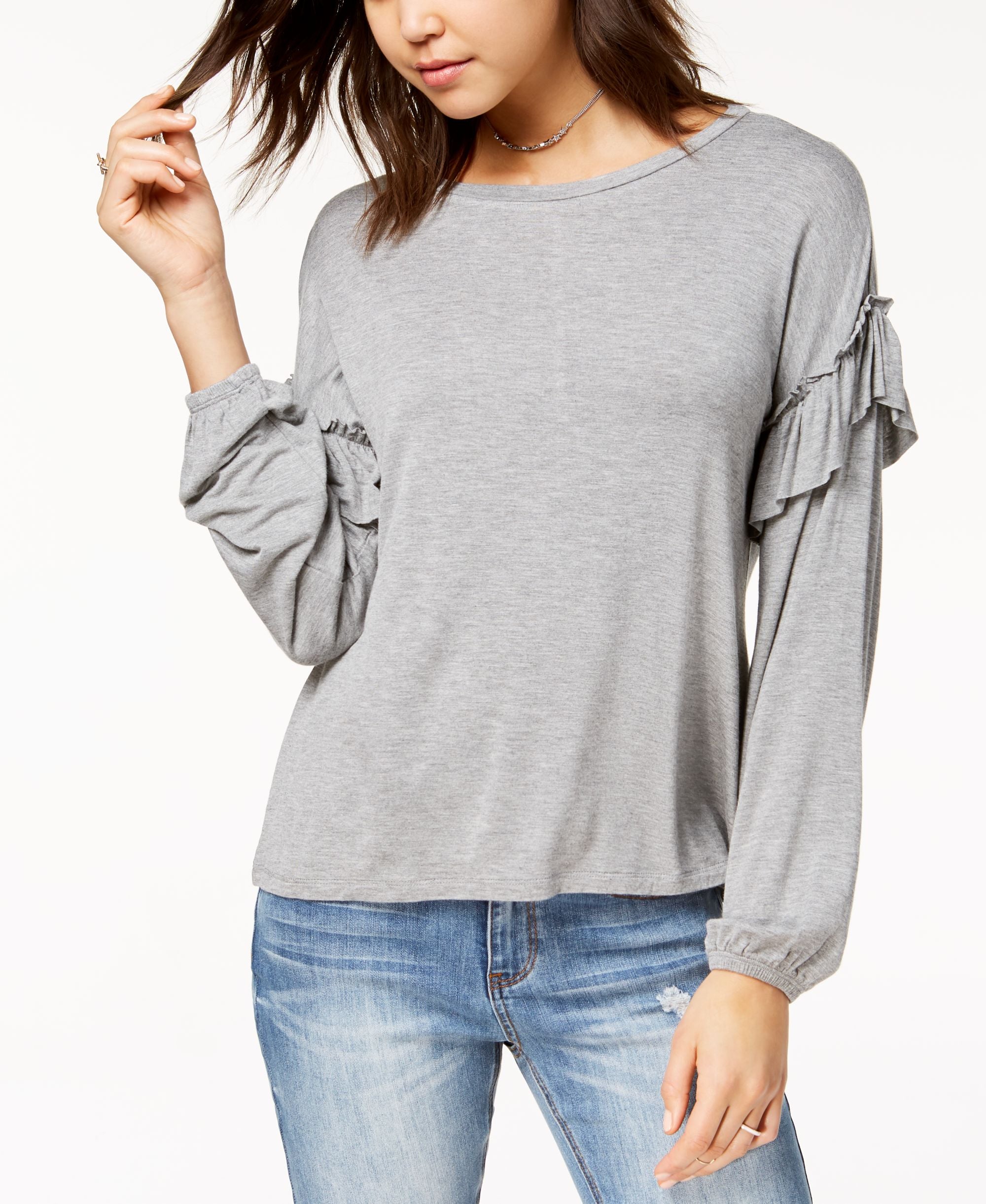 Ultra Flirt Juniors Ruffled Sleeve Top