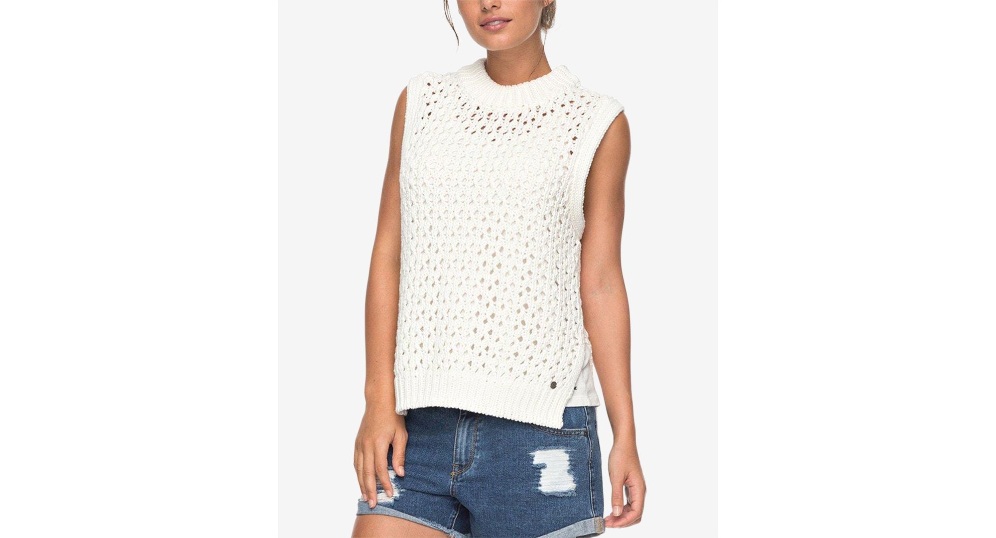 Roxy Juniors Open Knit Sleeveless Sweater