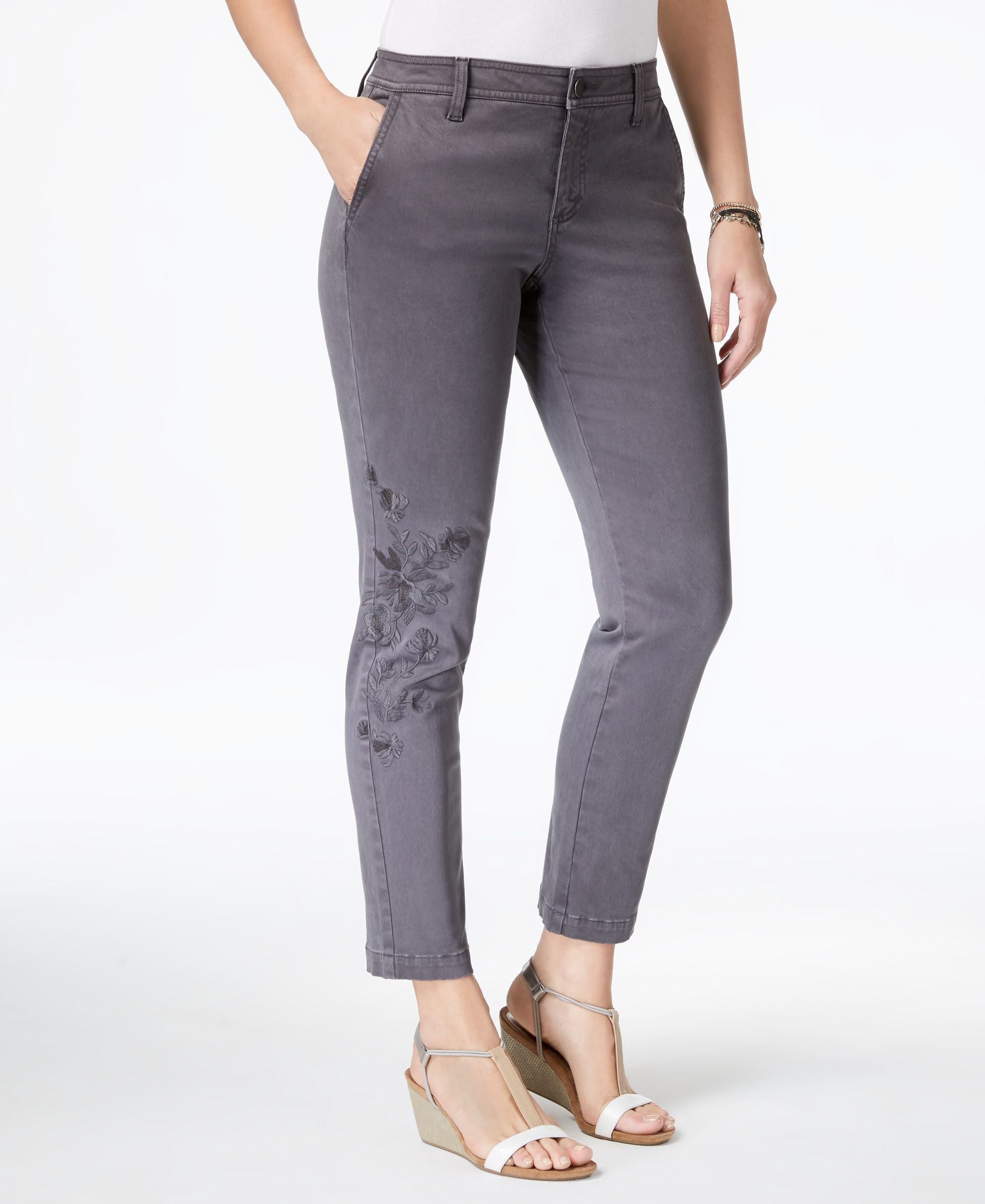 Style & Co Embroidered Skinny Pants