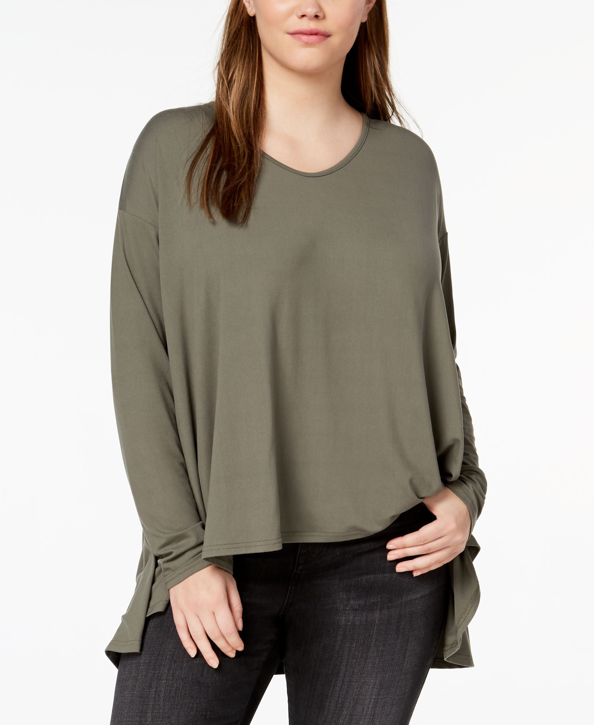 Say What Trendy Plus Size Long Sleeve Swing Top