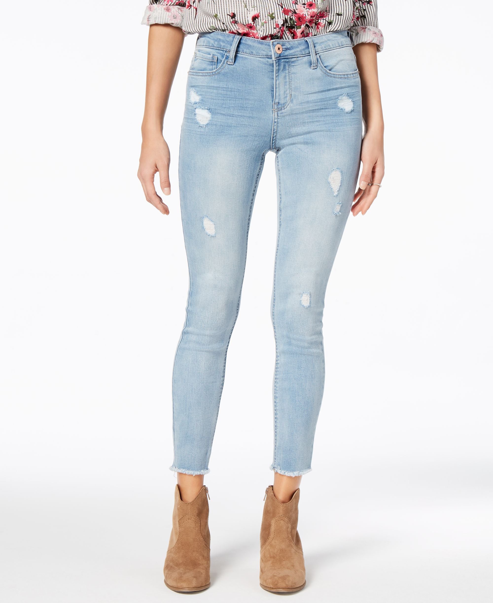 American Rag Juniors Cotton Ripped Skinny Jeans