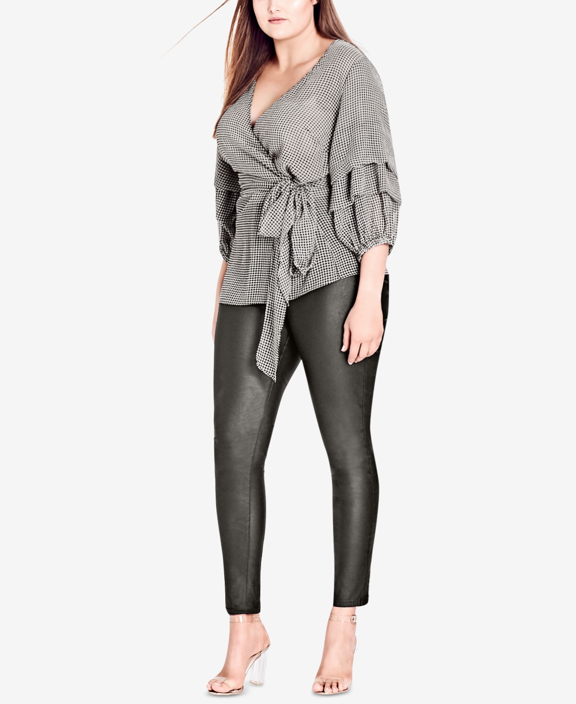 City Chic Trendy Plus Size Ruffled Faux Wrap Top