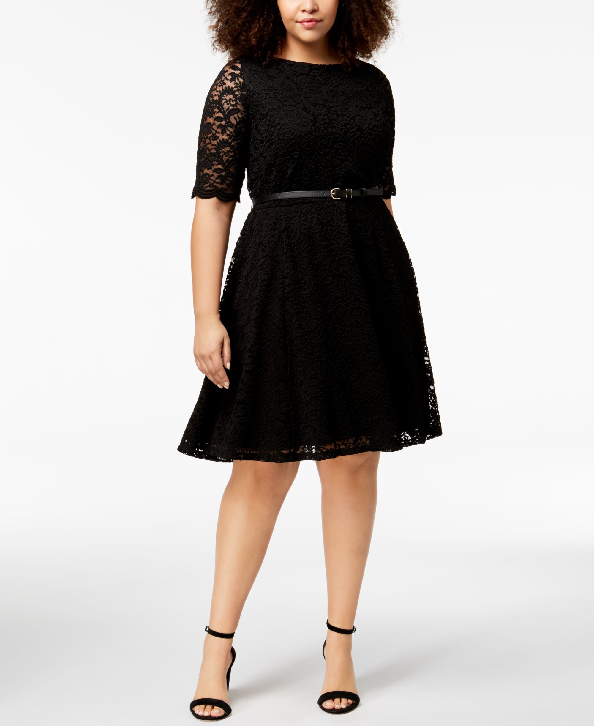 Charter Club Plus Size Belted Lace A Line Dress